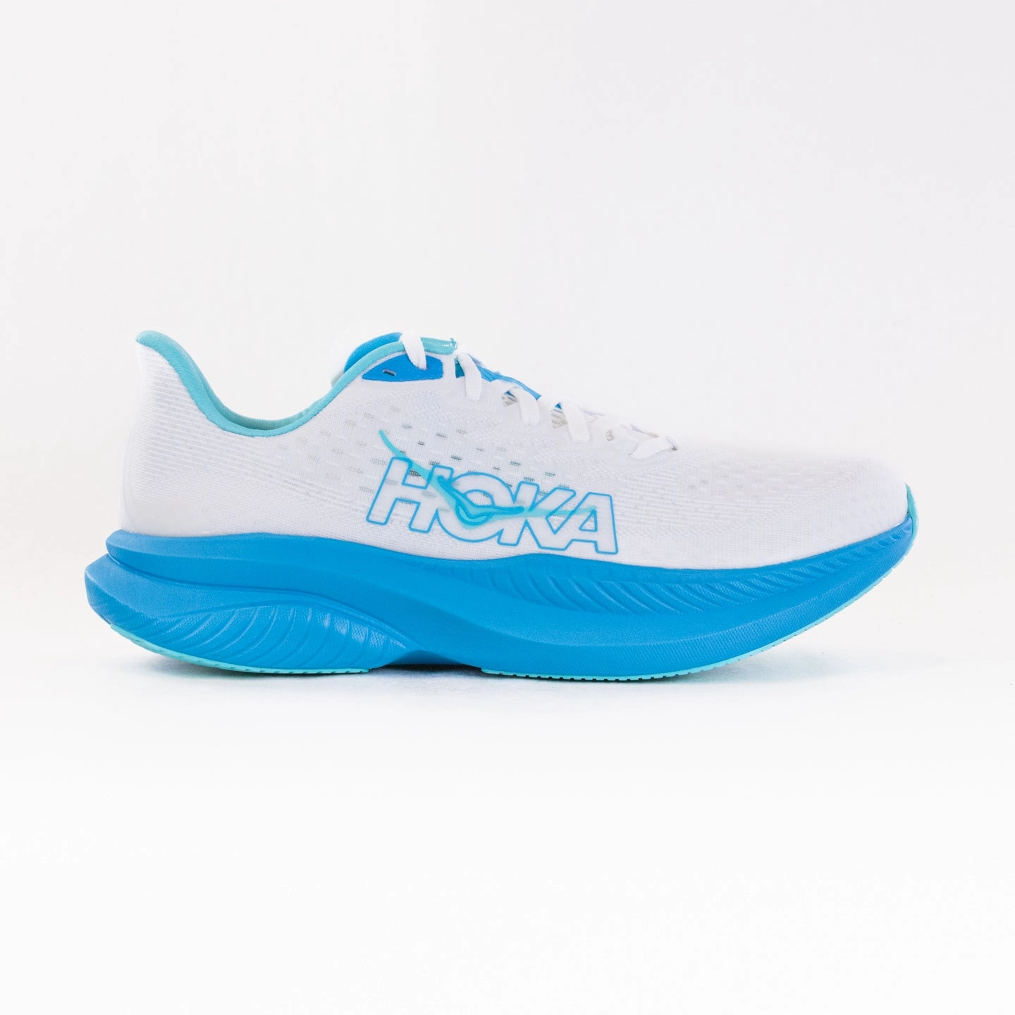 multi - sport track running footwear Hoka Mach 6 (Men's) -White/Skyward Blue