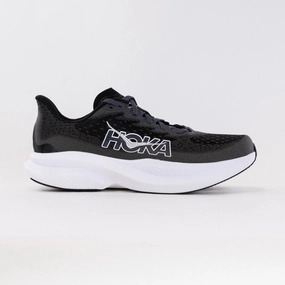 Hoka Mach 6 (Women's) - Black/White running in a glacier area shoes
