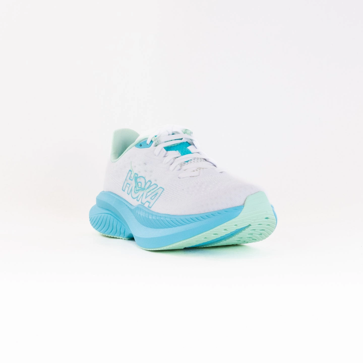 Lightweight Foam Construction badminton shoes Hoka Mach 6 (Women's) - White/Cielo Blue