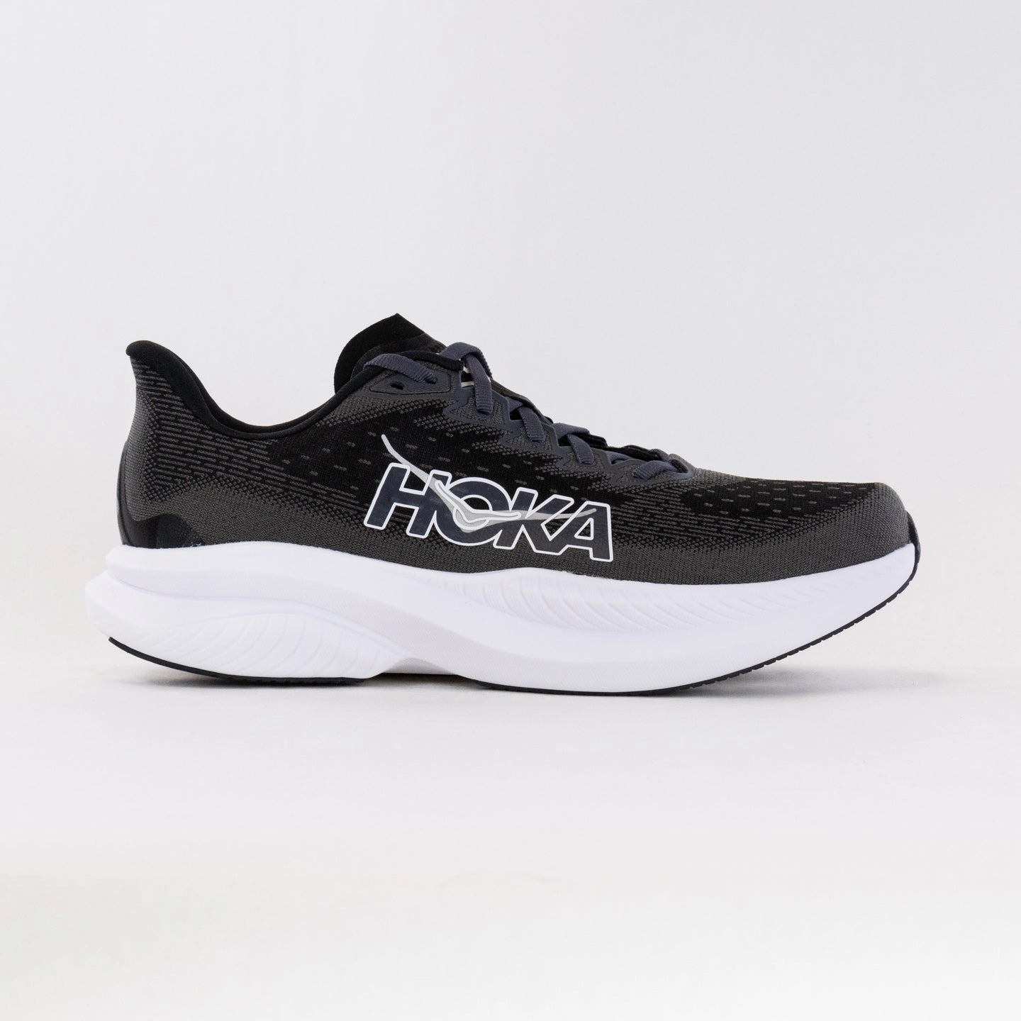 running with a high - top design Hoka Mach 6 (Women's) Wide - Black/White