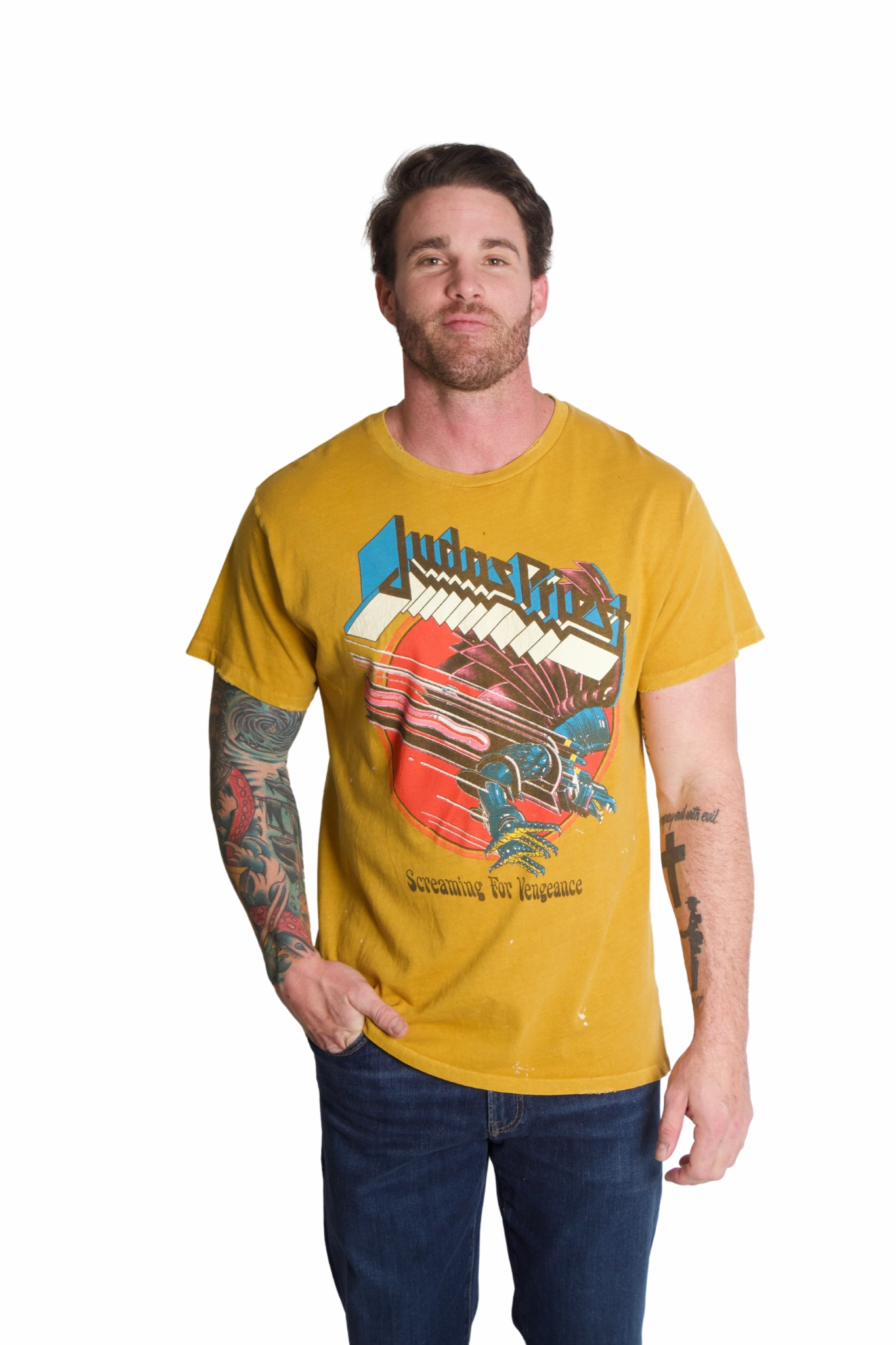 Judas Priest Tee in Mustard Classic Wardrobe Long Sleeve