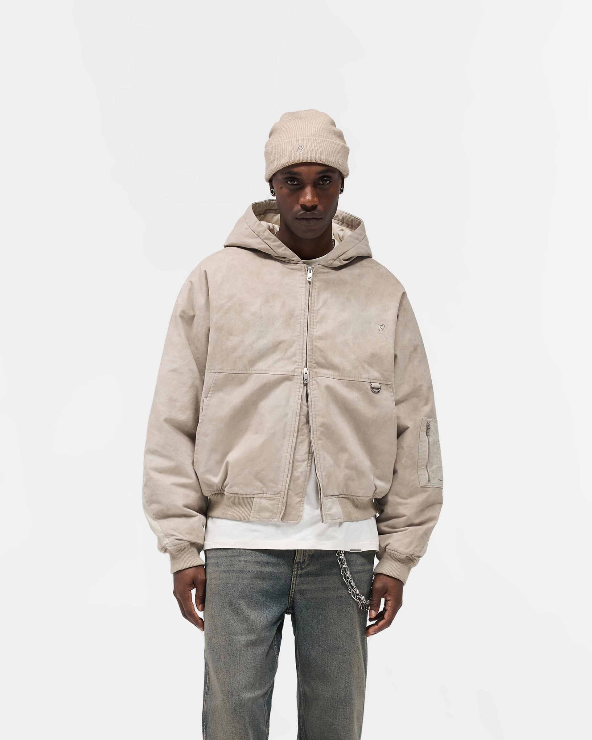 Abrasion resistant Everyday apparel Hooded Bomber - Beige