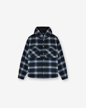 Round Collar Summer Vibes Hooded Overshirt - Midnight Navy