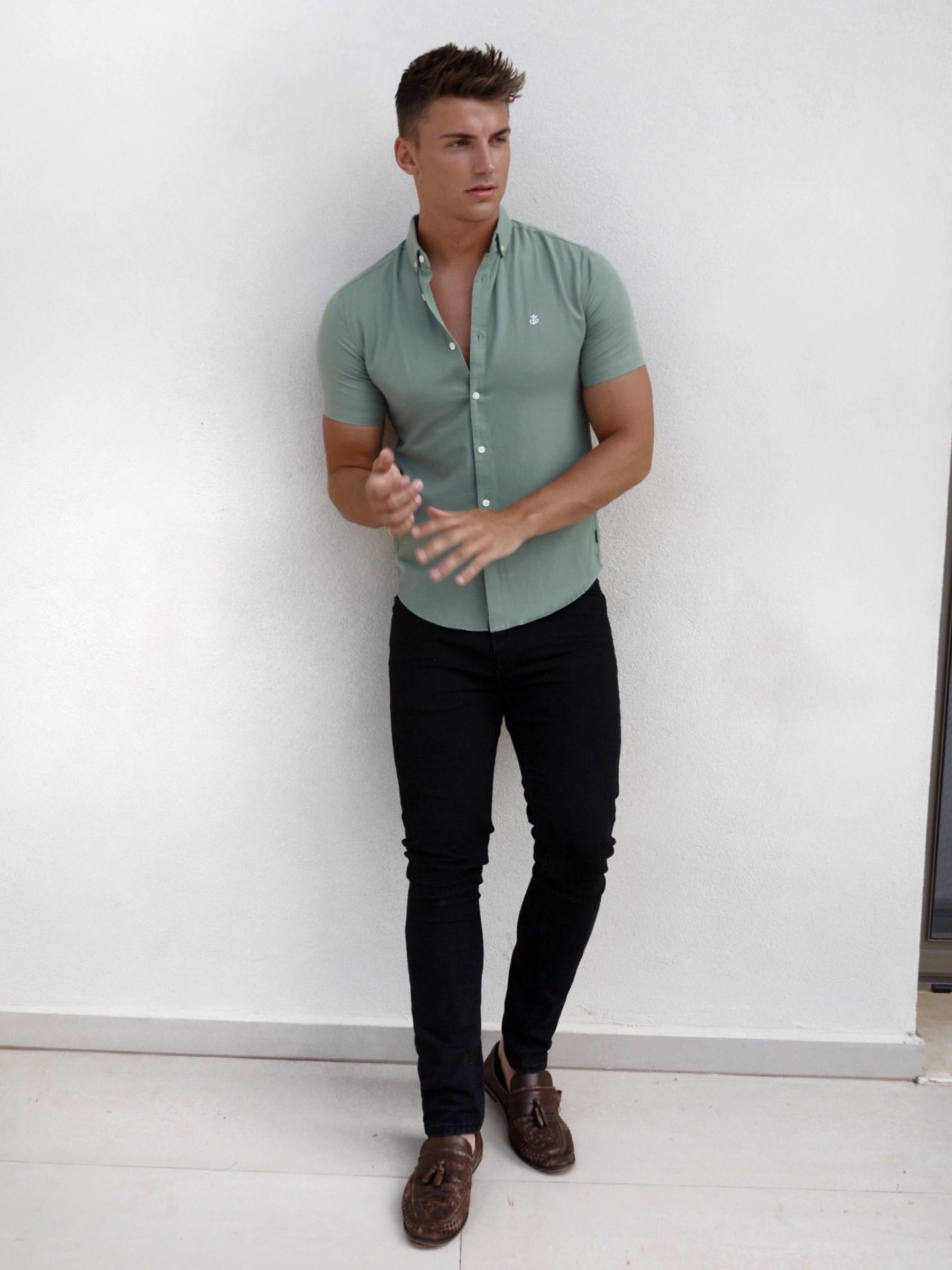 Sleek Fit Youthful Vibe Hunter Short Sleeve Shirt - Mint Green