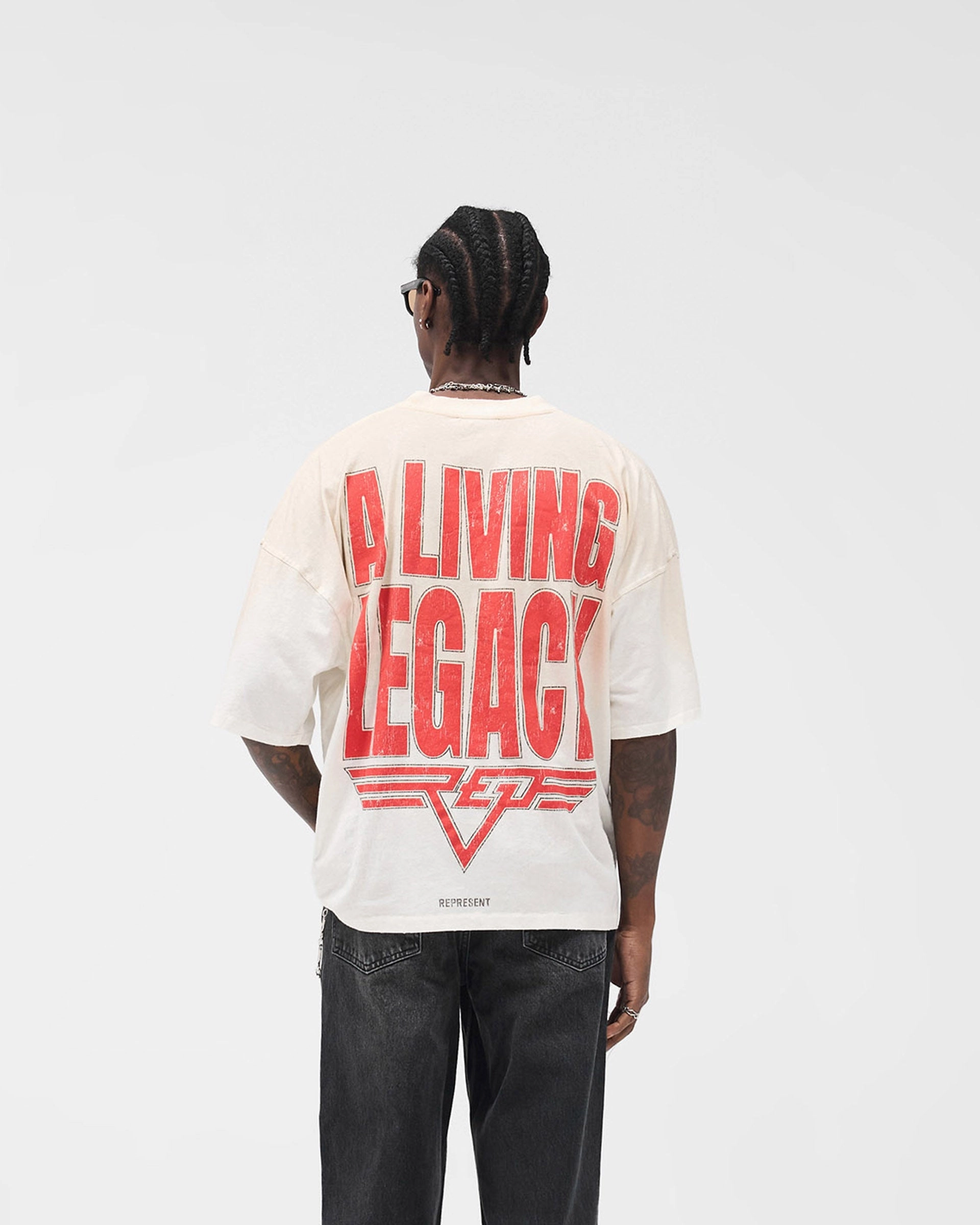 tall size Reversible Living Legacy Tour T-Shirt - Flat White