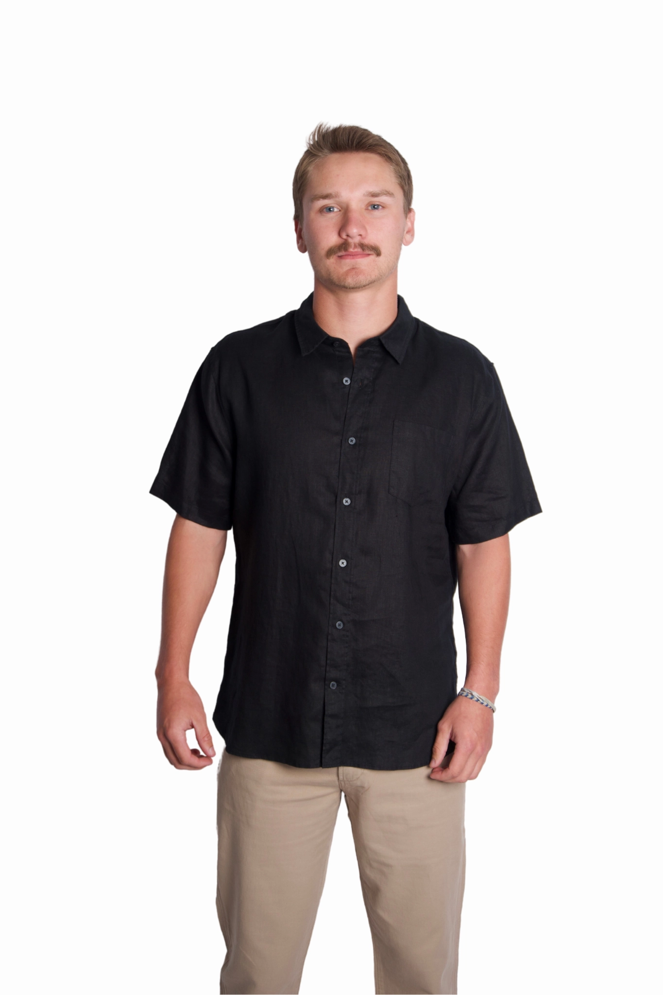 Linen Short Sleeve in Black Fast Drying Long Sleeve