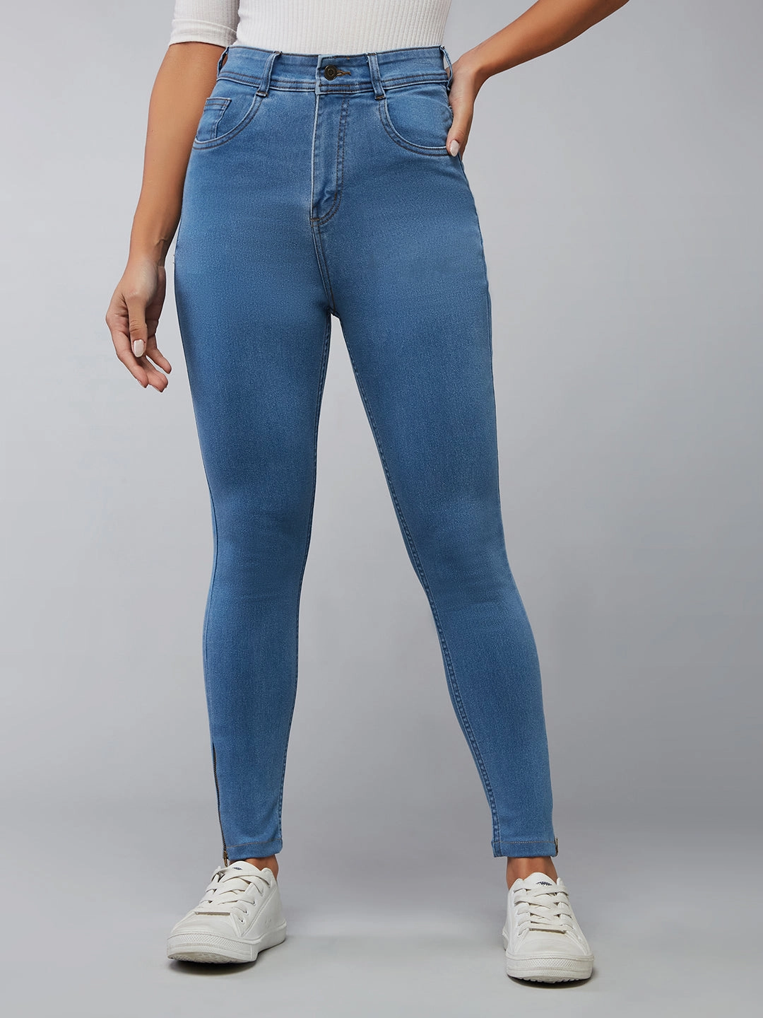 Fit Routine Modern Spring Mood CHASEstretch? Blue Skinny-Fit High-Rise Cropped Stretchable Denim Jeans