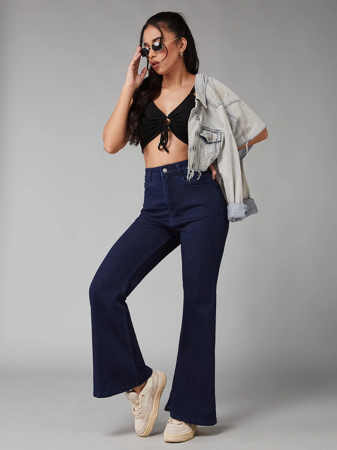 Casual Staple CHASEshape? 24/7 Comfort Navy-Blue Bootcut High-Rise Stretchable Denim Jeans