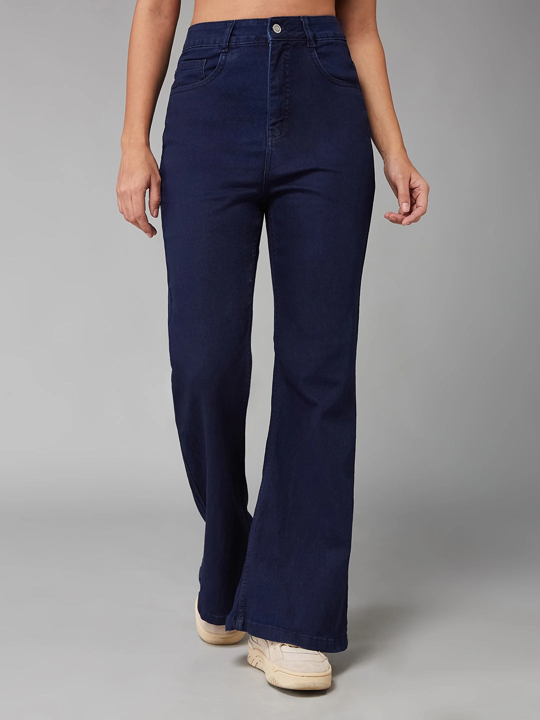 CHASEshape? 24/7 Comfort Navy-Blue Bootcut High-Rise Stretchable Denim Jeans Urban Explorer Trend Setter Smooth Style