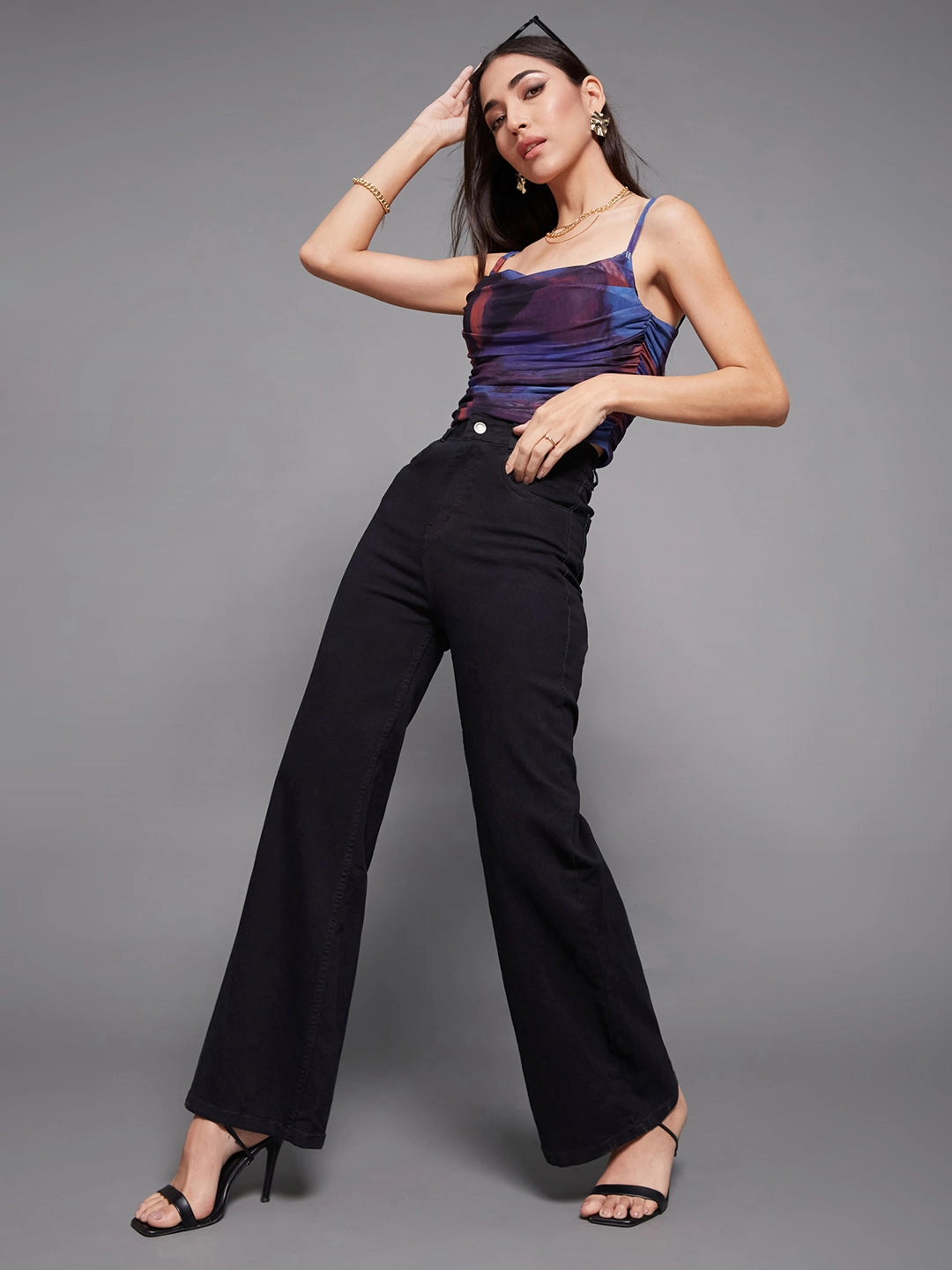 CHASEstretch? Black Wide-Leg High-Rise Stretchable Denim Jeans Fit Anytime