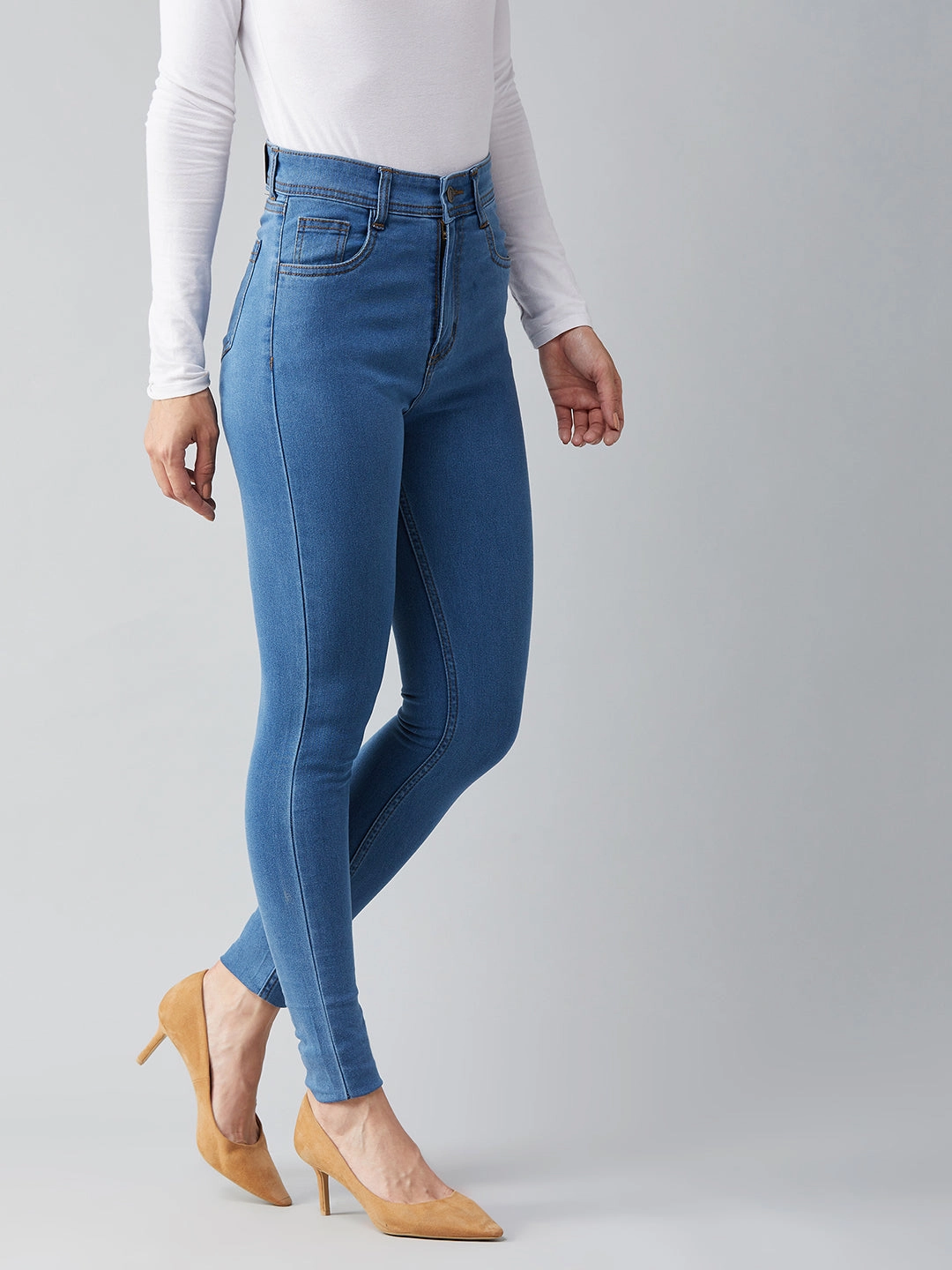 CHASEstretch? Blue Skinny High-Rise Distressed Denim Jeans Lightweight Earthy Nature Lover