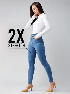 CHASEstretch? Blue Skinny High-Rise Distressed Denim Jeans Fashionable Touch