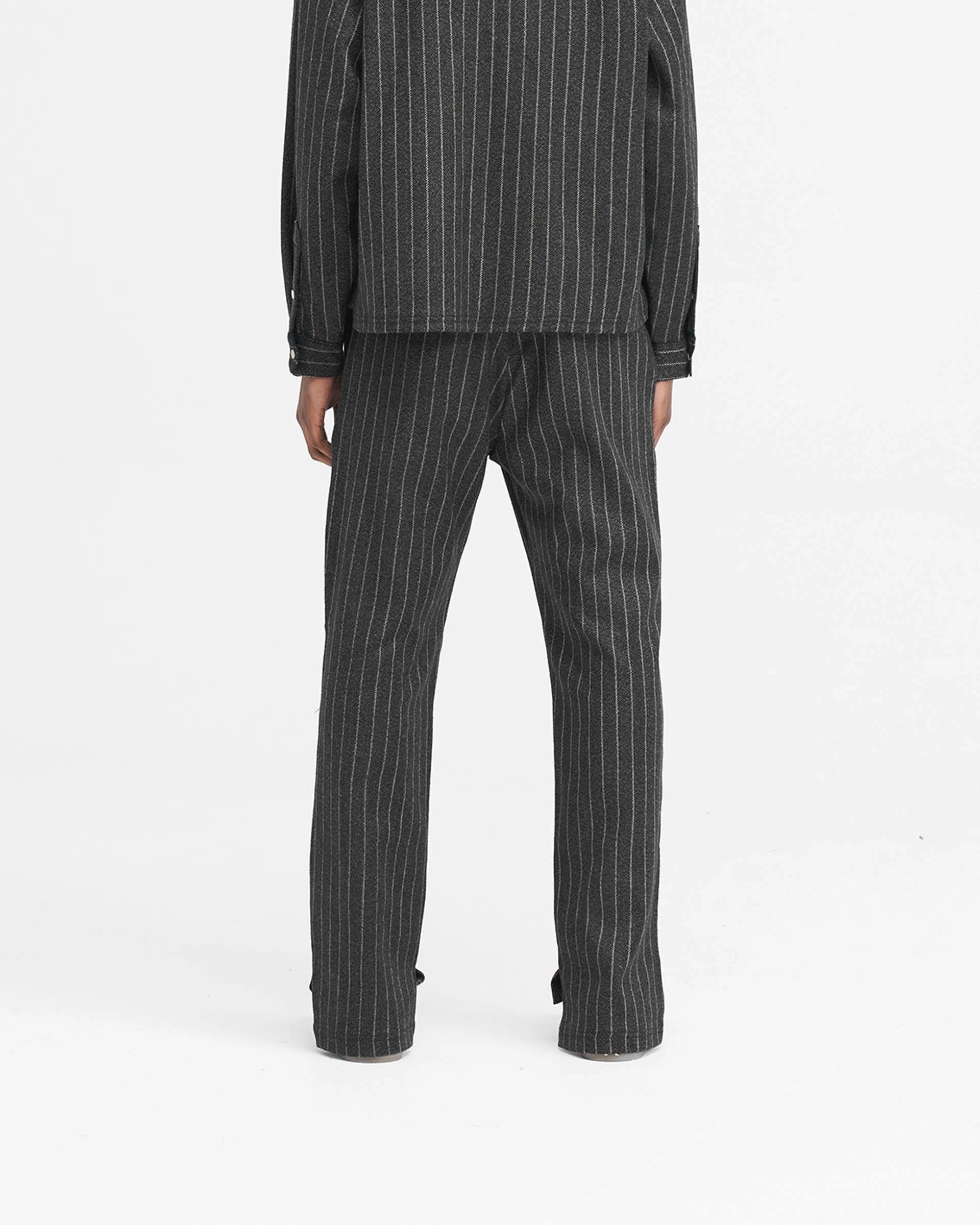 WindproofLayer Tapered ankle Stepped Hem Pant - Black Pinstripe