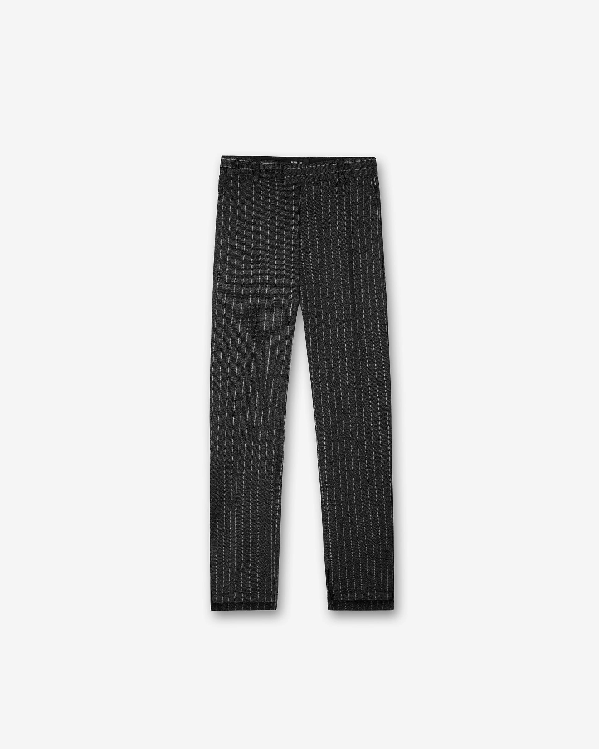 Breathable Comfort Fit Stepped Hem Pant - Black Pinstripe