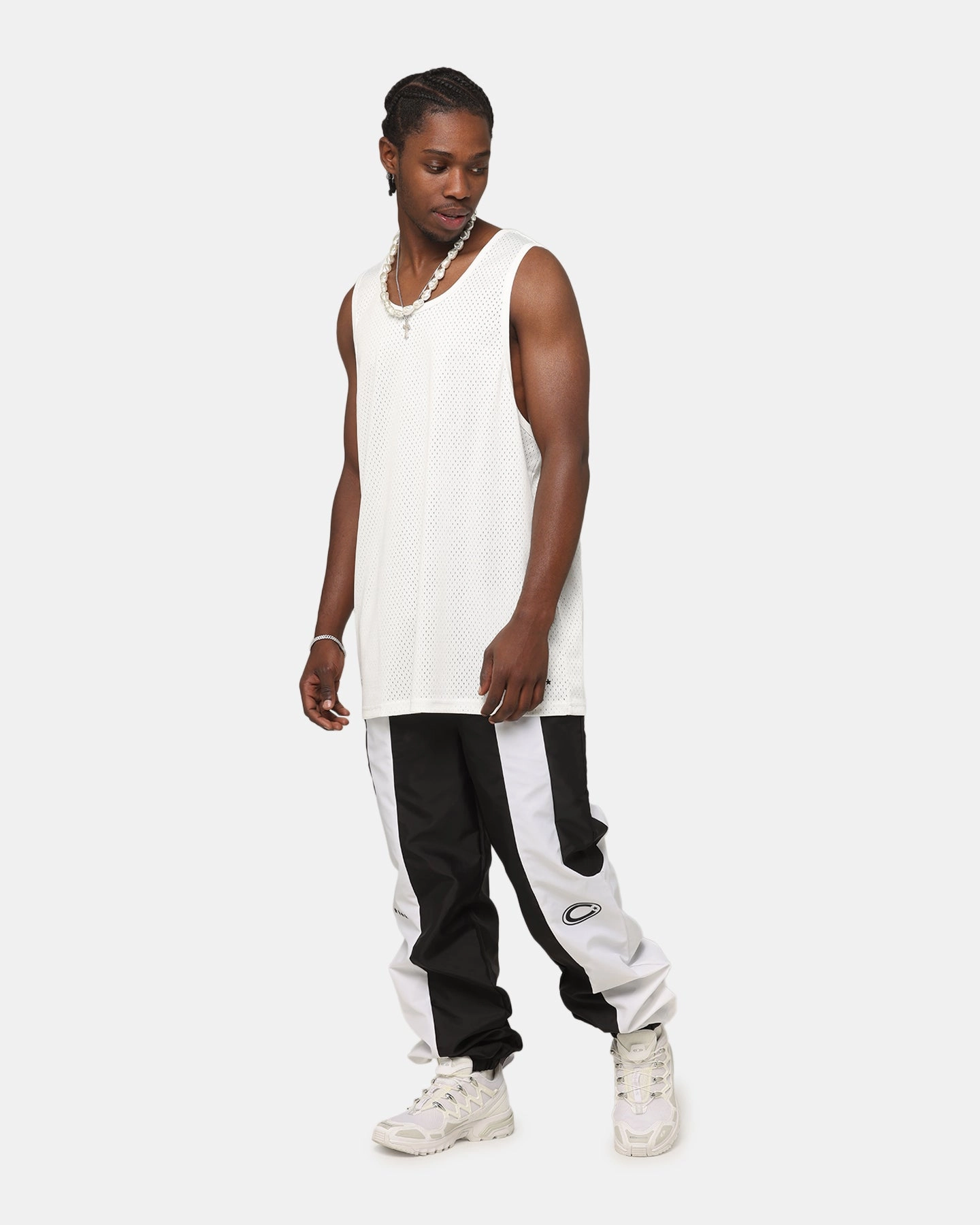 Stretch Fit Carre Empire Panelled Trackpant Black/White