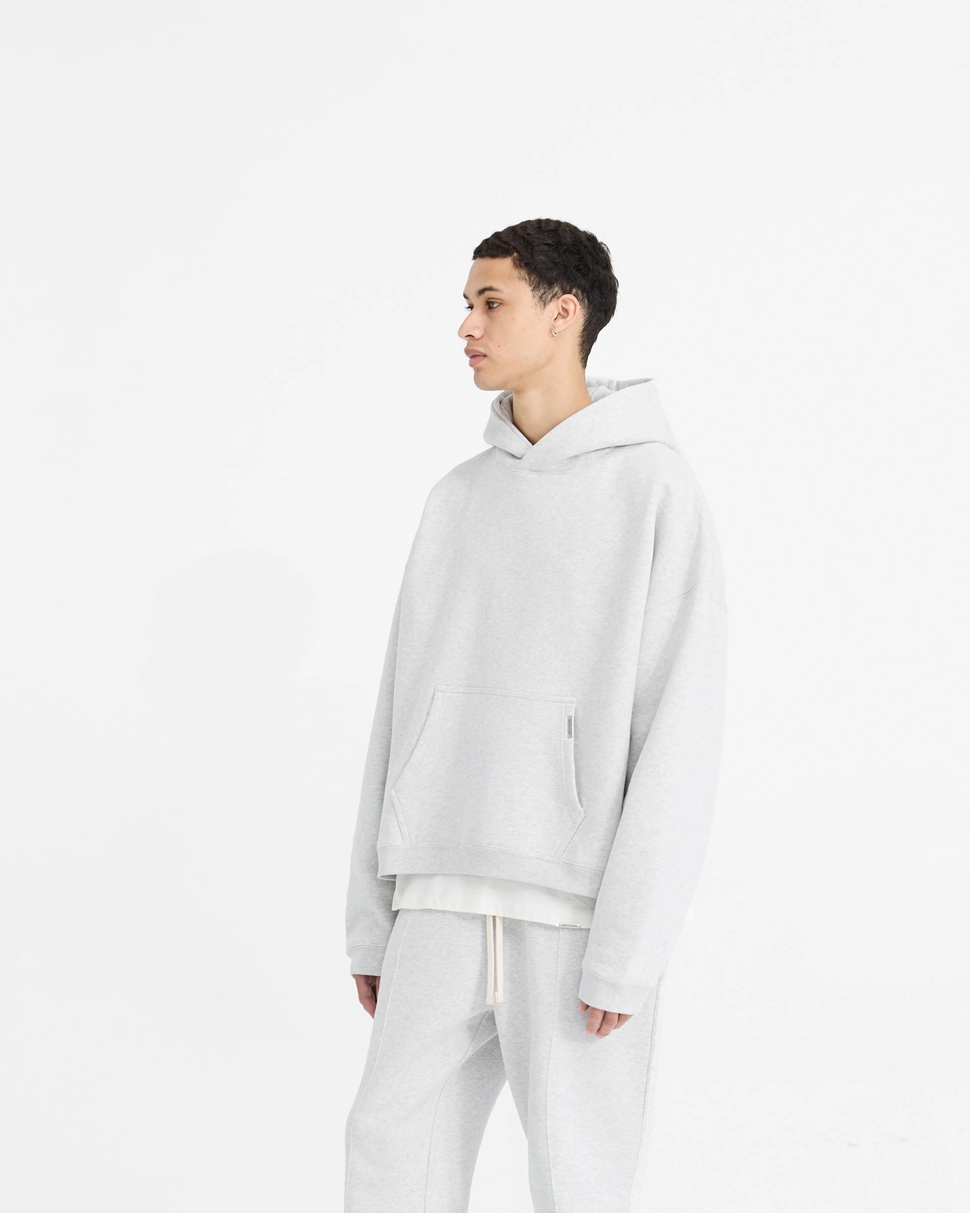 Initial Boxy Hoodie - Ice Grey Marl Sport Mode