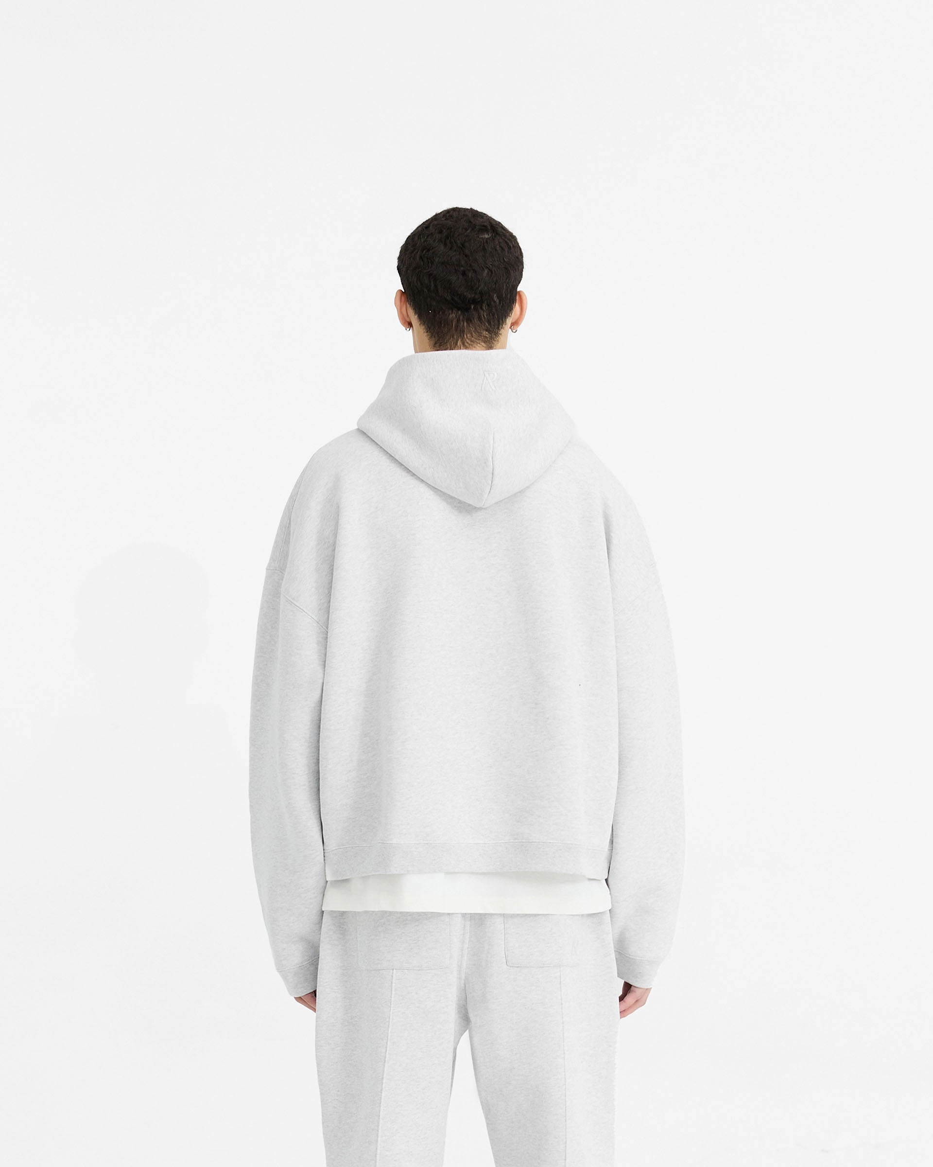 Initial Boxy Hoodie - Ice Grey Marl Oversized Cut Daily Uniform