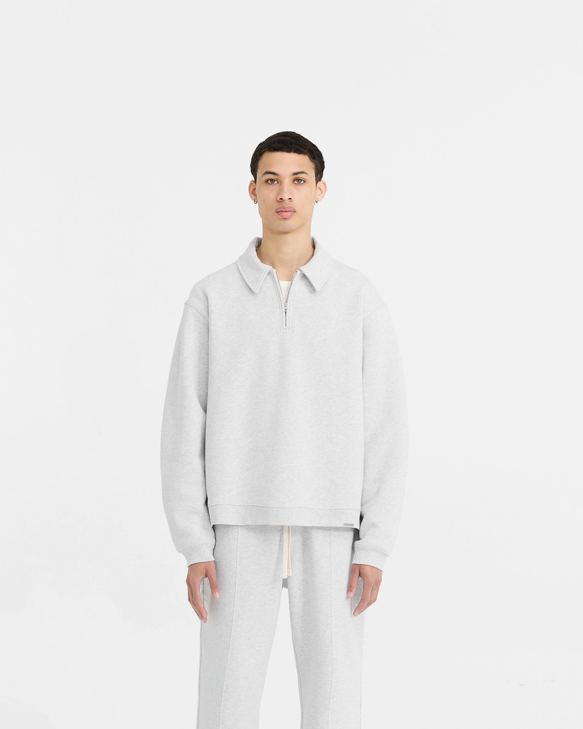 Initial Boxy Quarter Zip - Ice Grey Marl OdorResistant Treatment Fall Walk