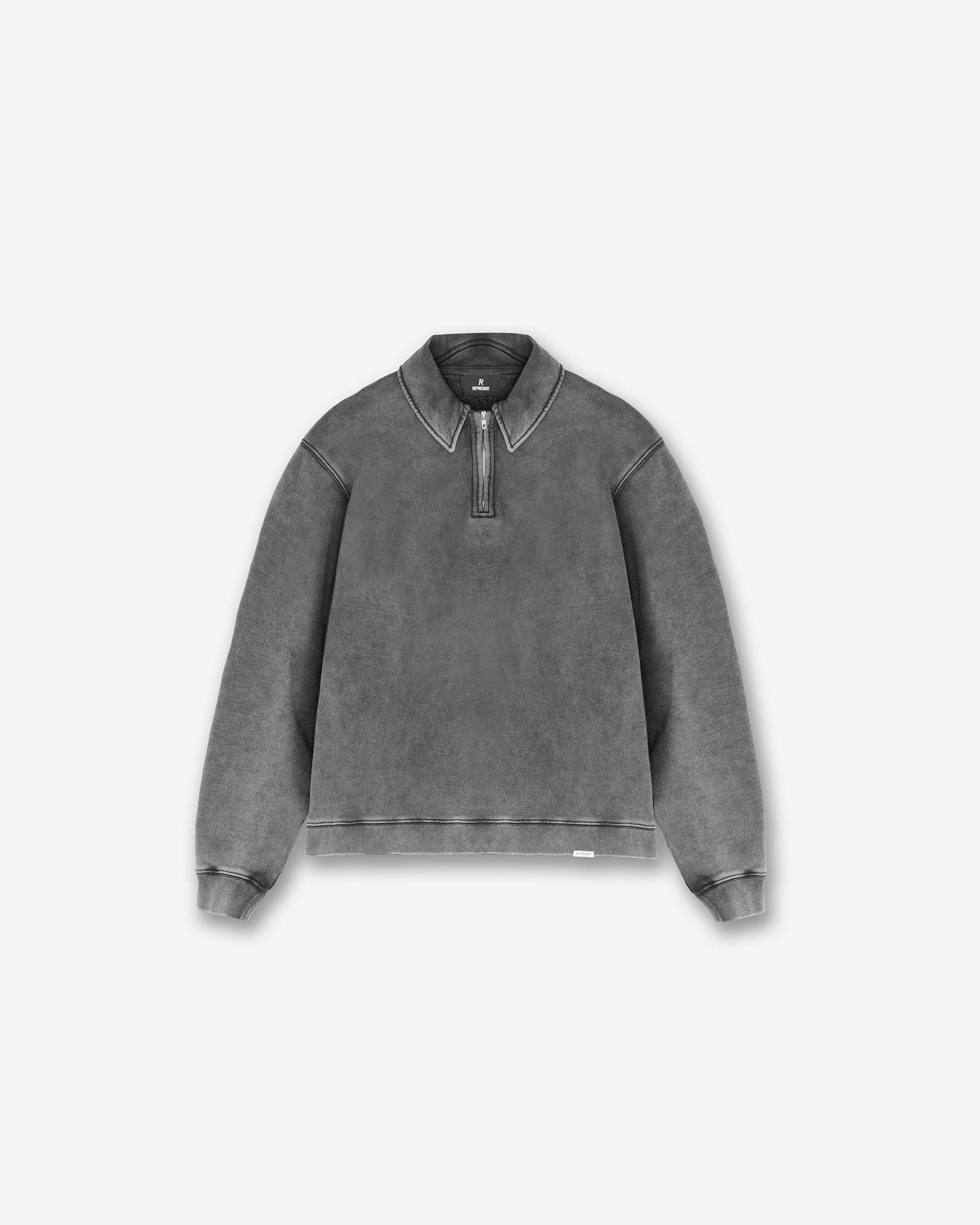 Quick Layer Initial Boxy Quarter Zip - Vintage Grey