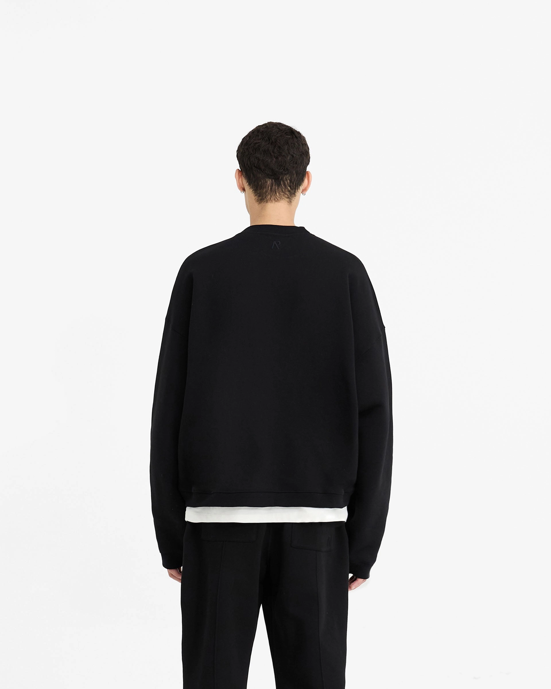 Initial Boxy Sweater - Black Travel Essential