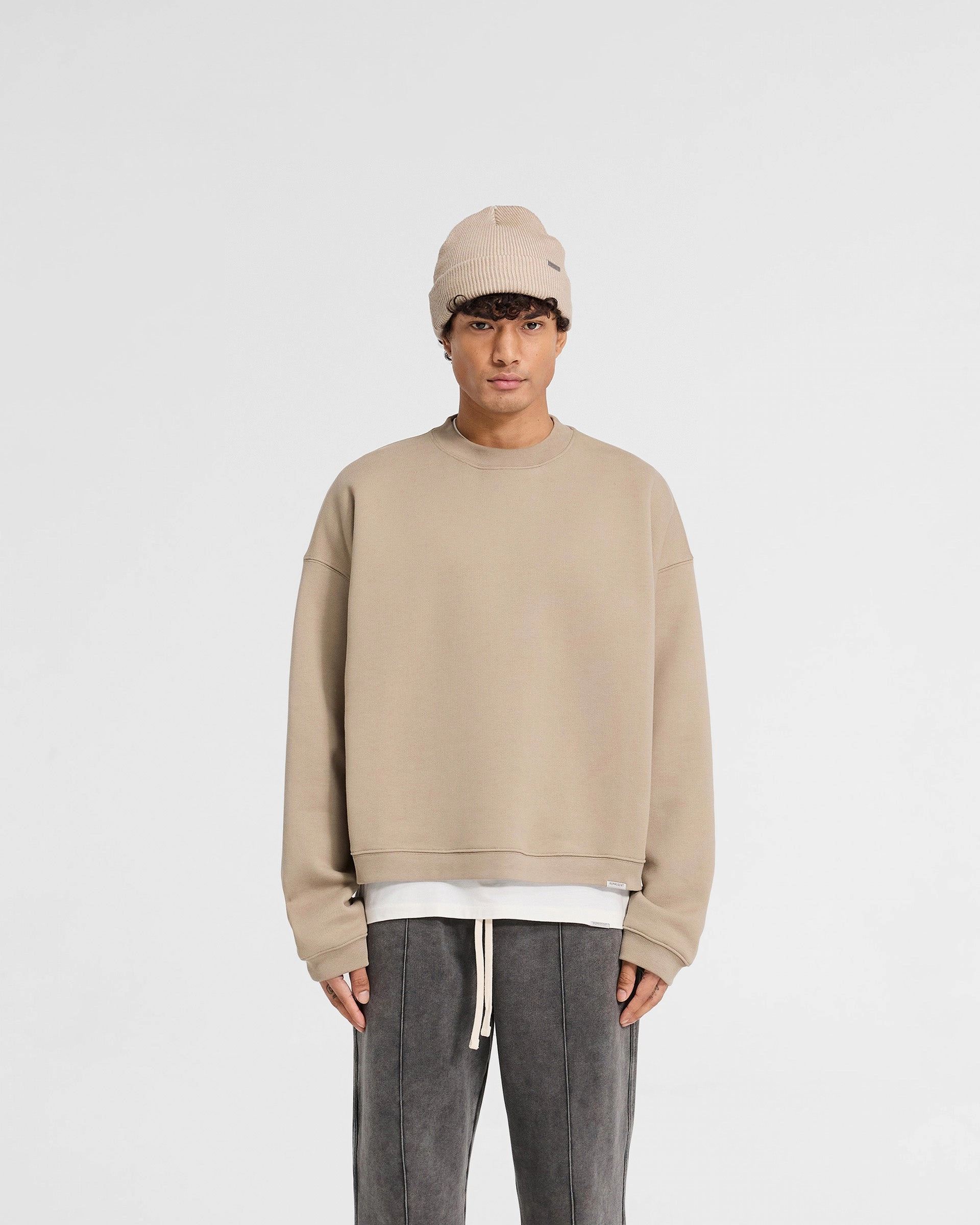 Initial Boxy Sweater - Dune Fade Resistant Dye Recycled Fiber