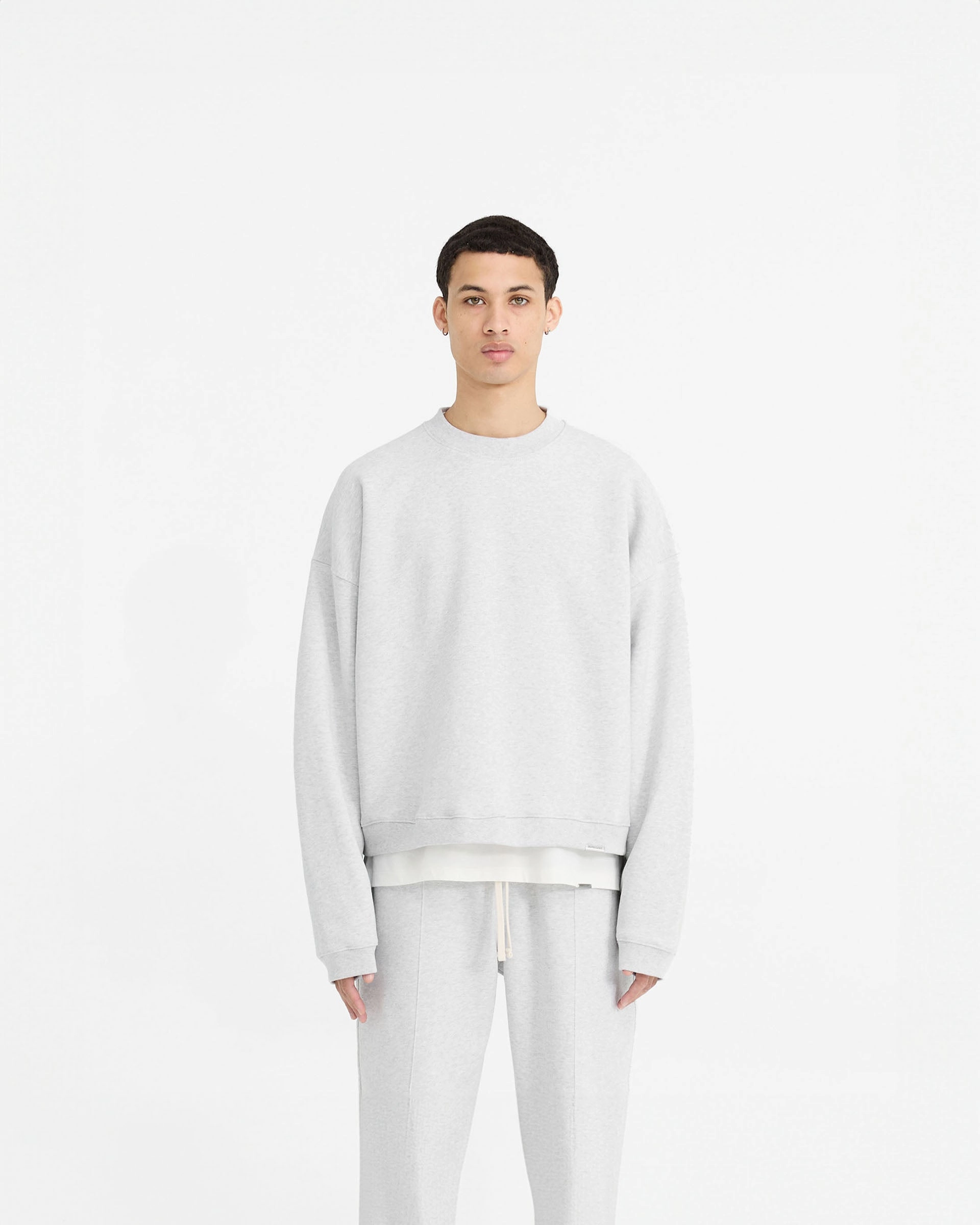 Initial Boxy Sweater - Ice Grey Marl Modern Outfit