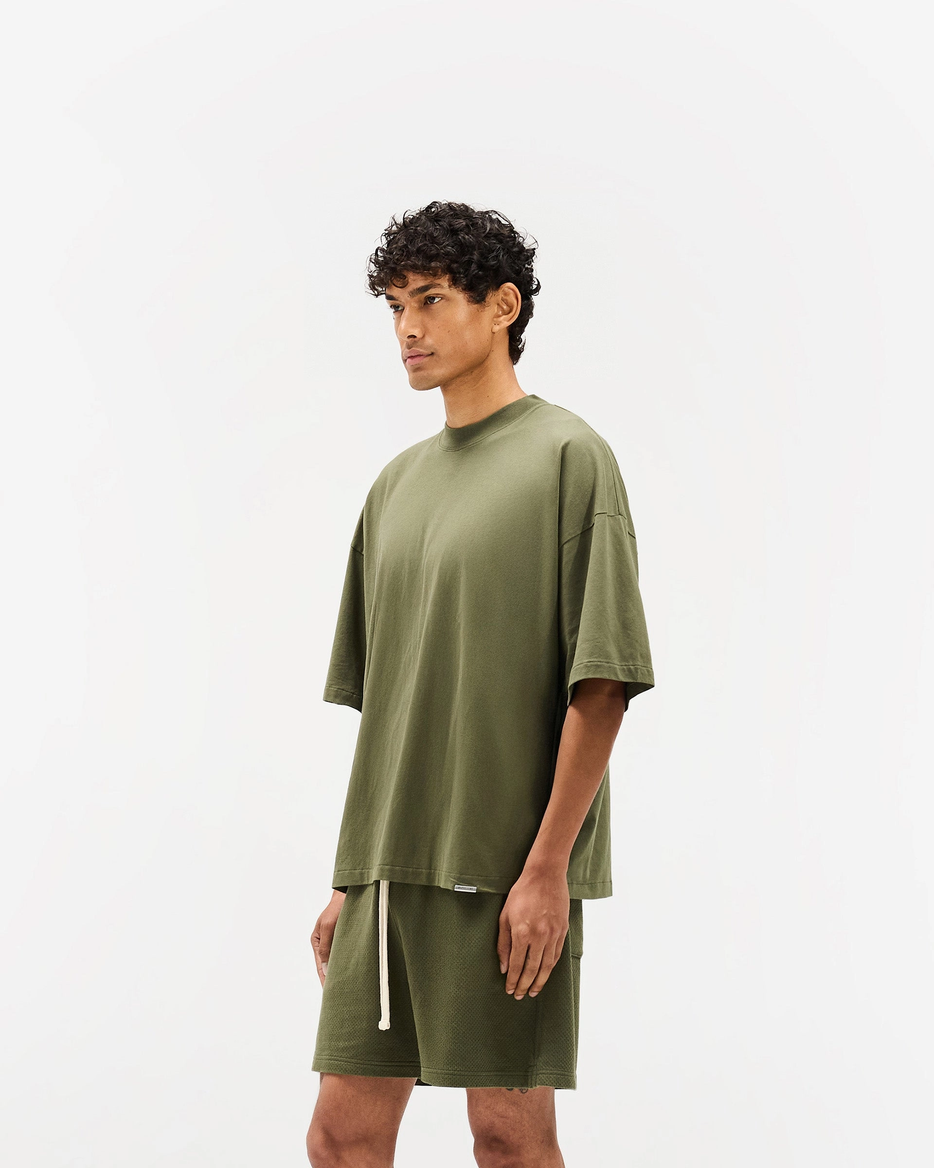 Beach Wear Chill Vibe Initial Boxy T-Shirt - Army Green