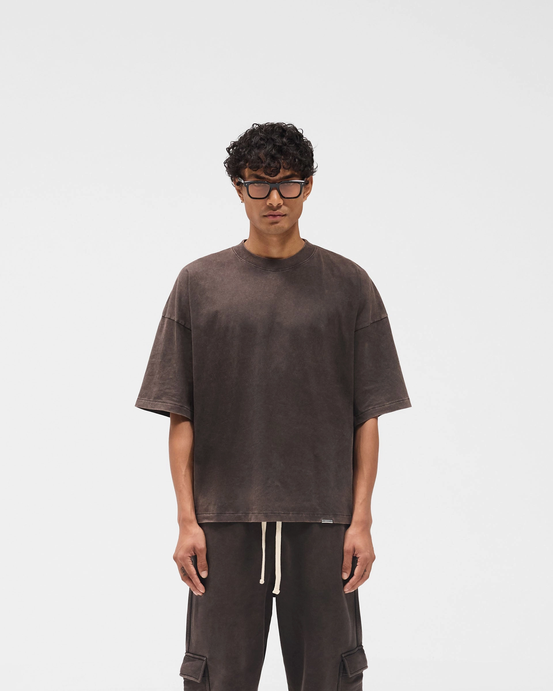 Initial Boxy T-Shirt - Coffee Cool and Relaxed Quick Dry Material