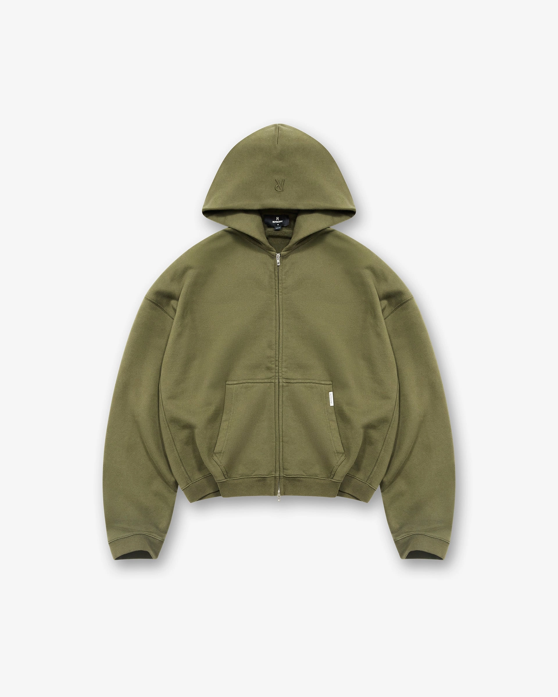 Initial Boxy Zip Through Hoodie - Army Green Urban Night