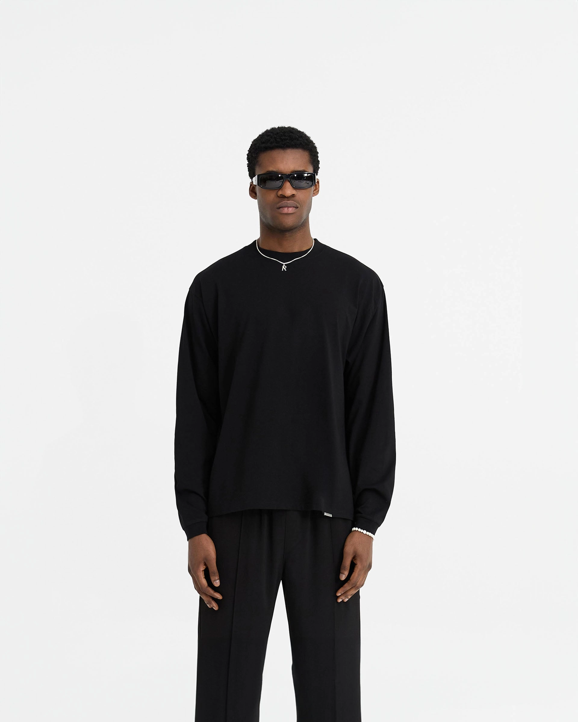 Initial Long Sleeve T-Shirt - Black Classic Outfit Style