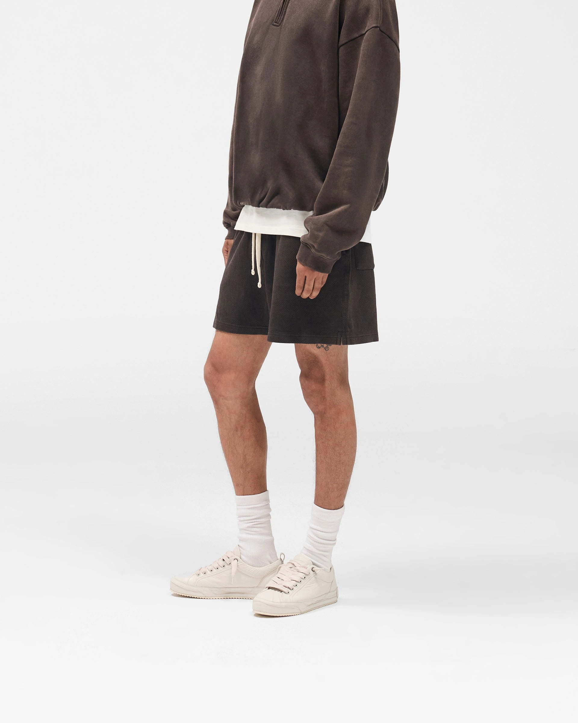 Initial Mesh Shorts - Coffee Relaxed Waistband Stretch waistband