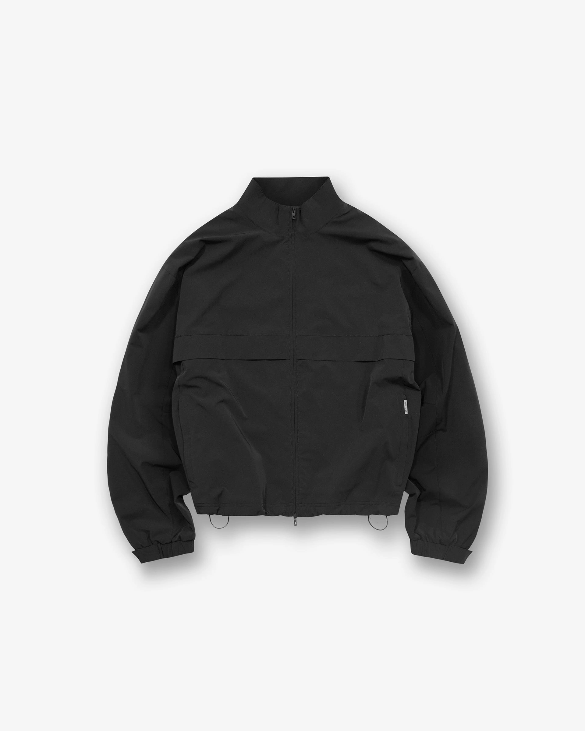 Easy Wear Simple Modern Piece Initial Nylon Track Jacket - Black