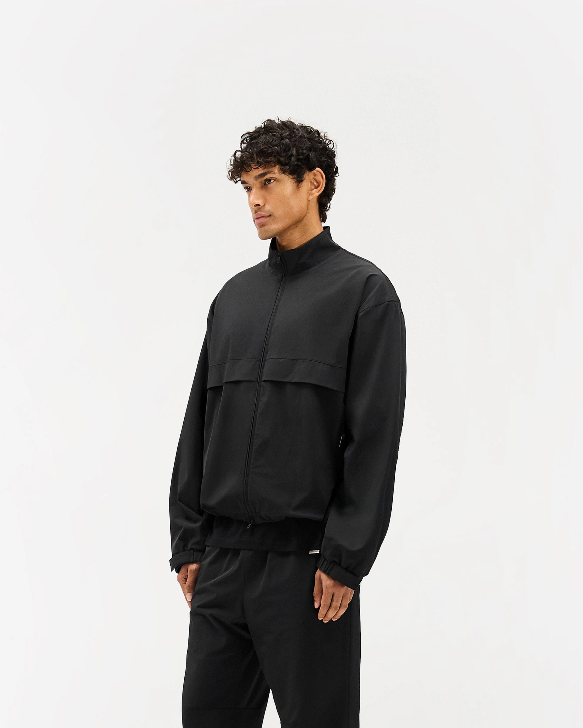 Initial Nylon Track Jacket - Black All Year Use NonRestrictiveCut