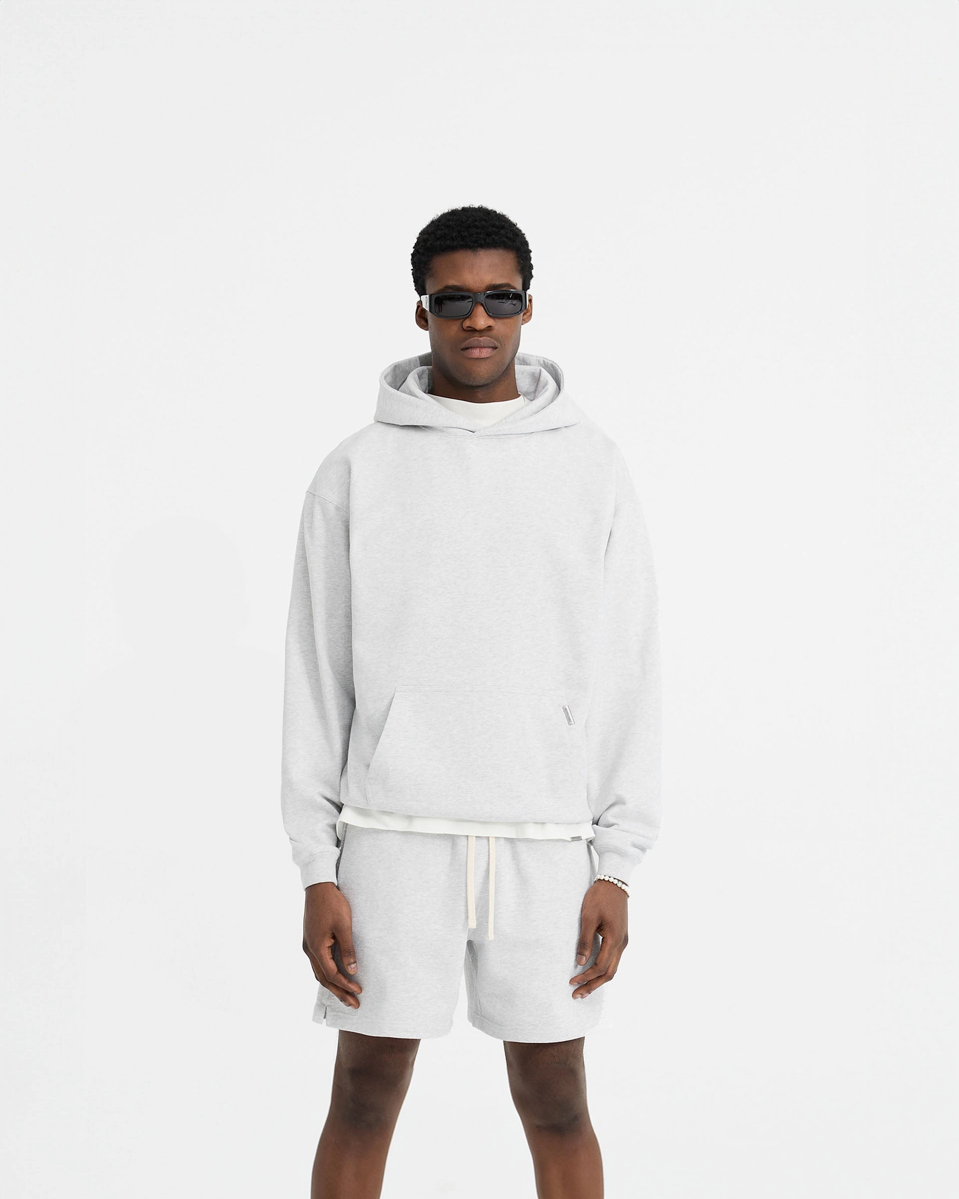 Vintage Appeal Initial Oversized Hoodie - Ice Grey Marl