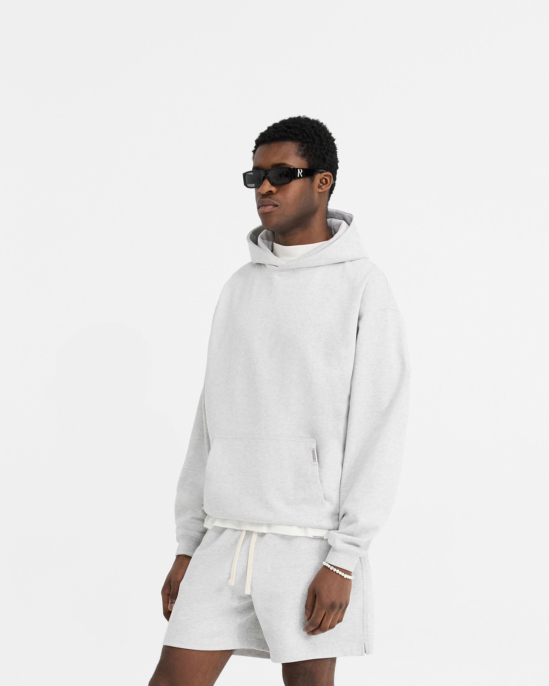 Initial Oversized Hoodie - Ice Grey Marl Sporty Comfort