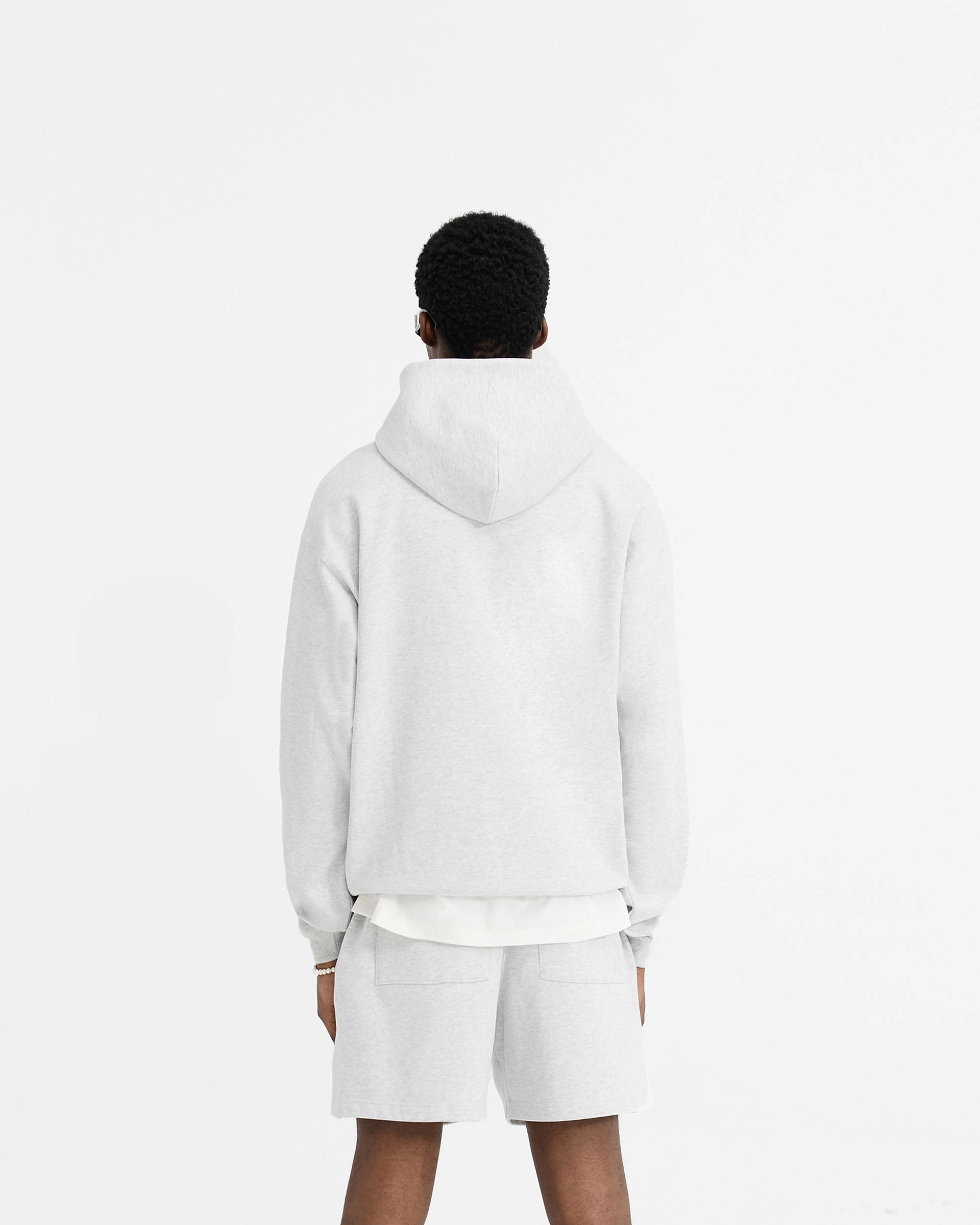 Anti Static Finish Monkey like Initial Oversized Hoodie - Ice Grey Marl
