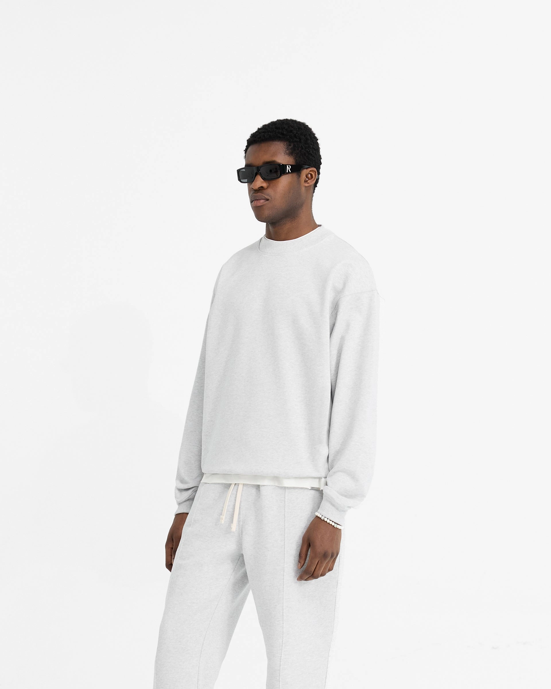 Initial Oversized Sweater - Ice Grey Marl Colorfast Dyed Knit