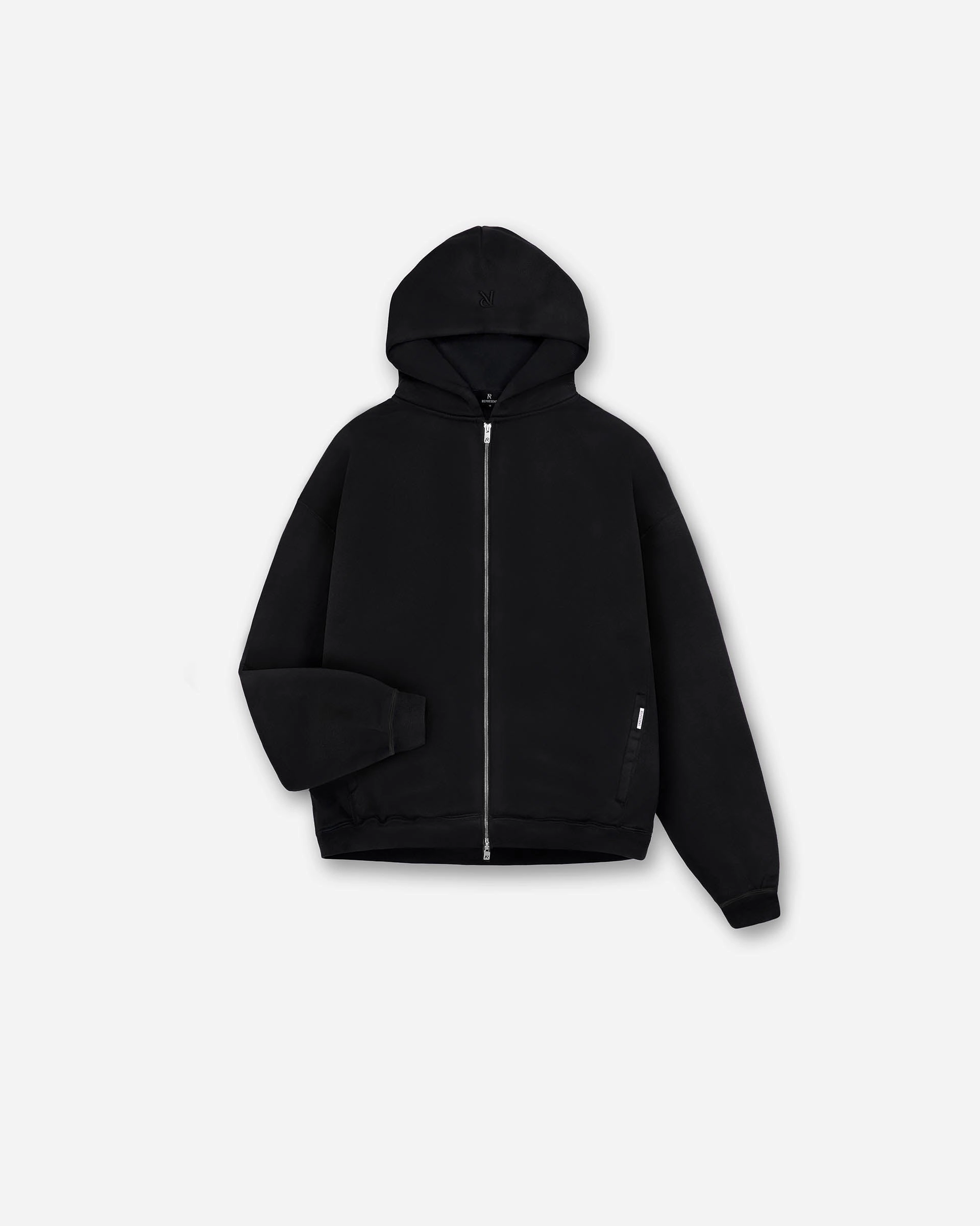 Cozy Movement Initial Oversized Zip Hoodie - Black