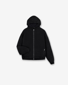Cozy Movement Initial Oversized Zip Hoodie - Black
