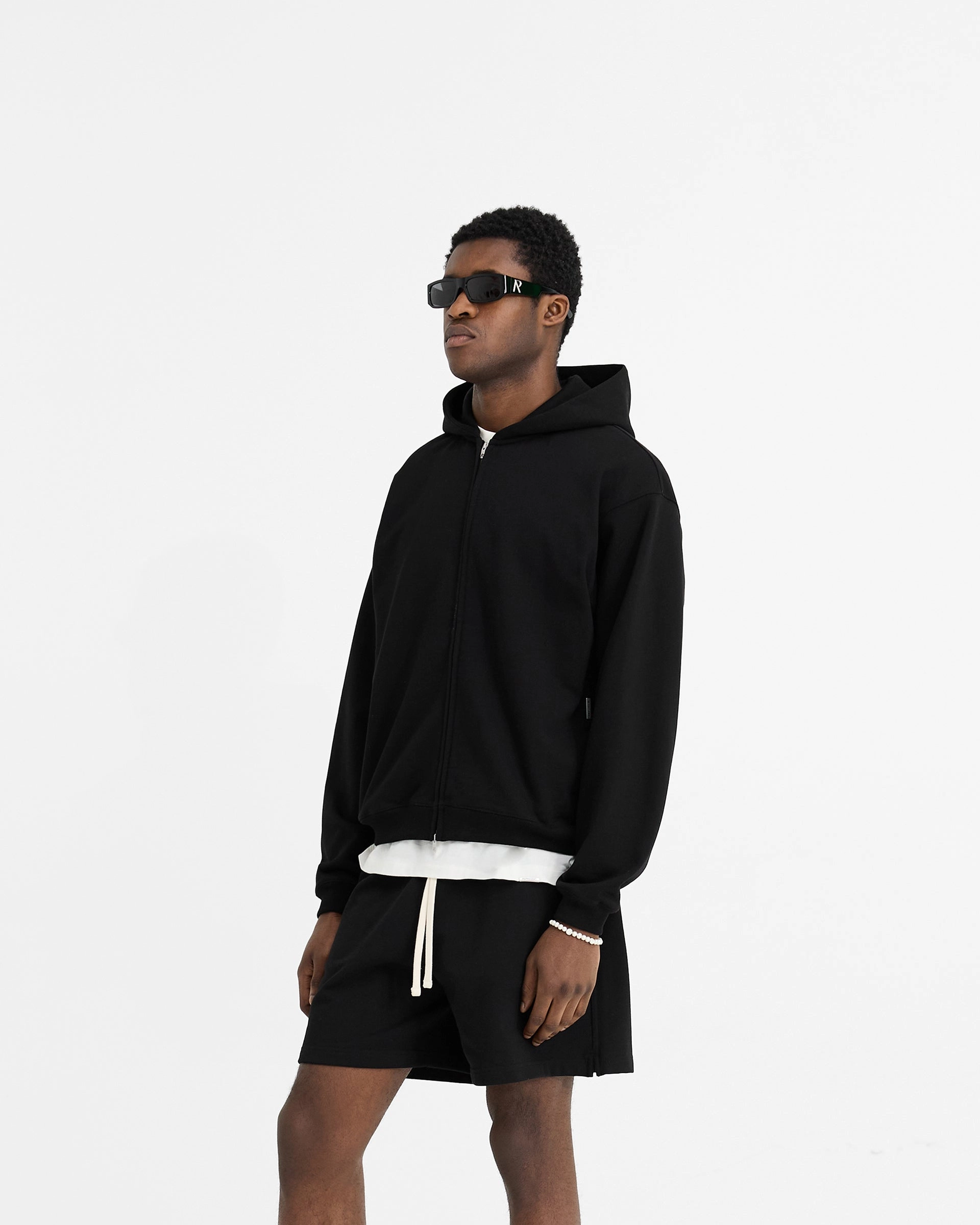 Initial Oversized Zip Hoodie - Black Versatile Clothing Y2K Style