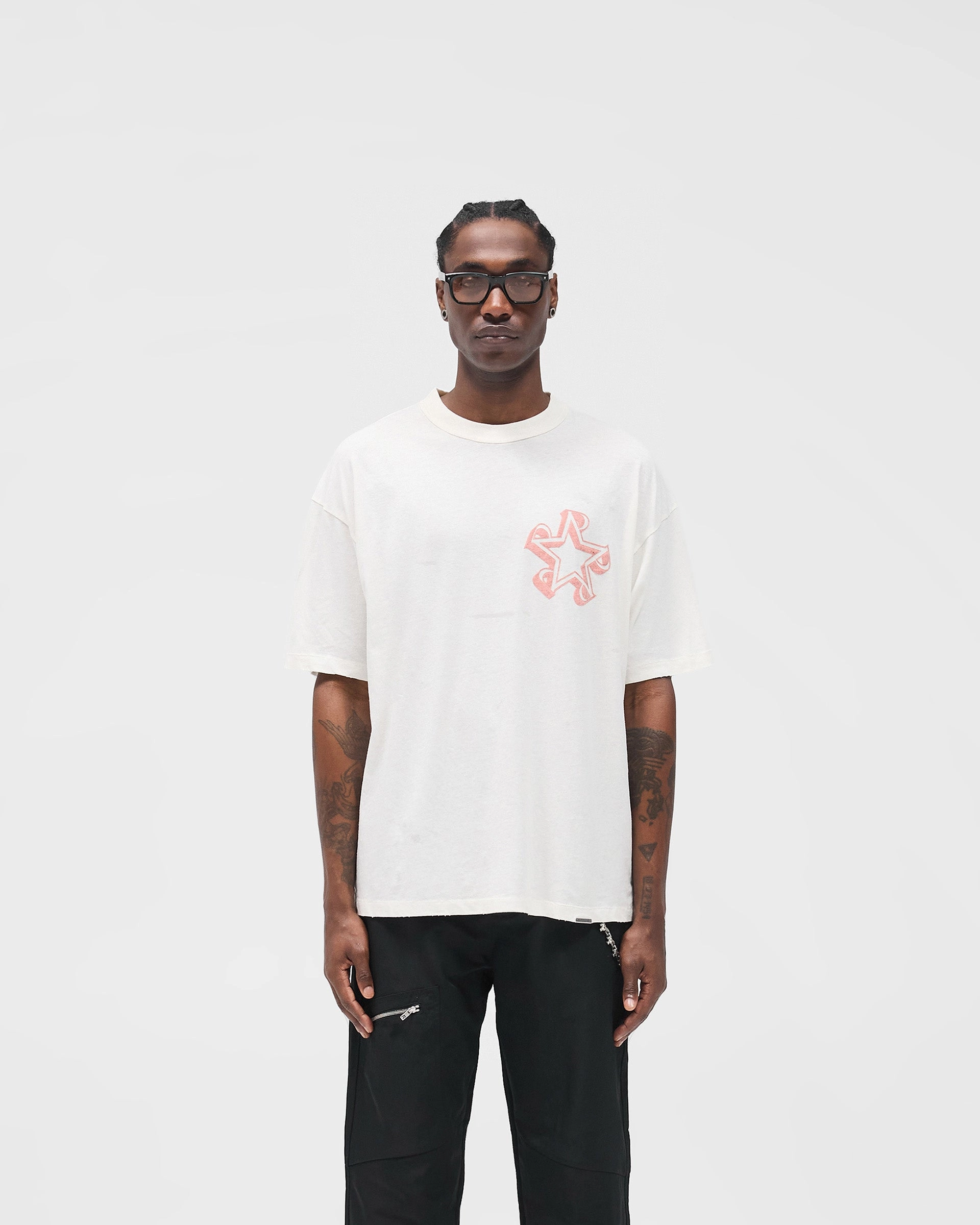 Initial Star T-Shirt - Flat White TaglessDesign Everyday Casual