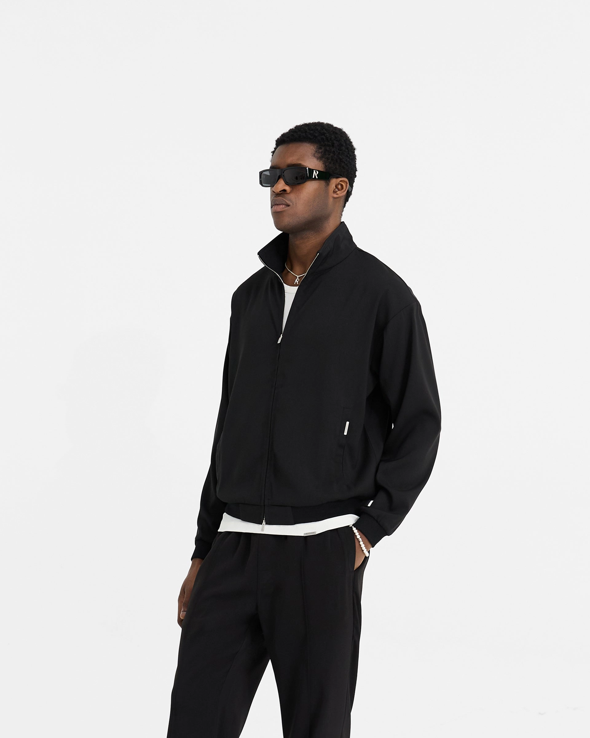 Initial Track Jacket - Black Breathable Technology Tear Resistant