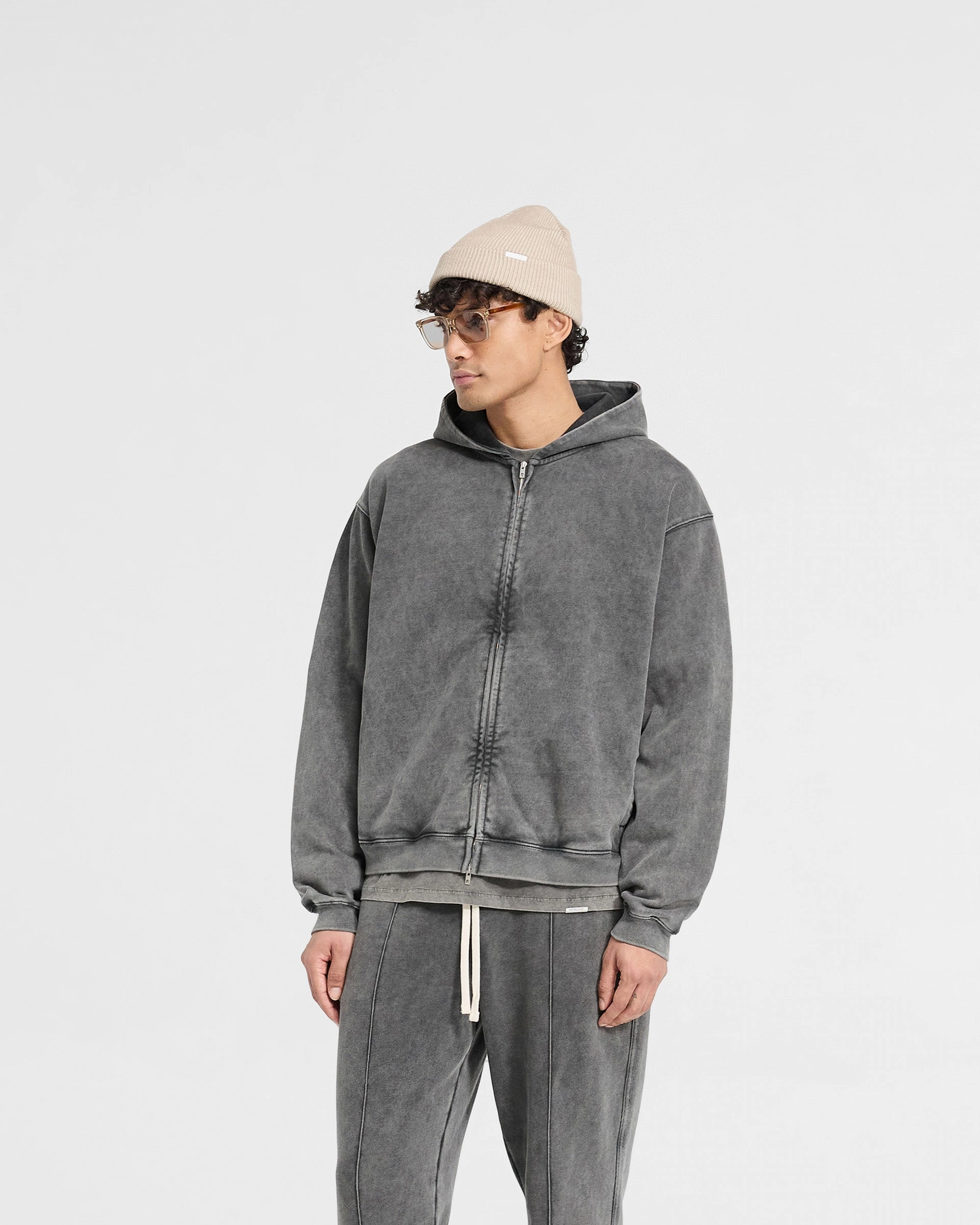 Initial Zip Hoodie - Vintage Grey Sport Fit Fitness wear