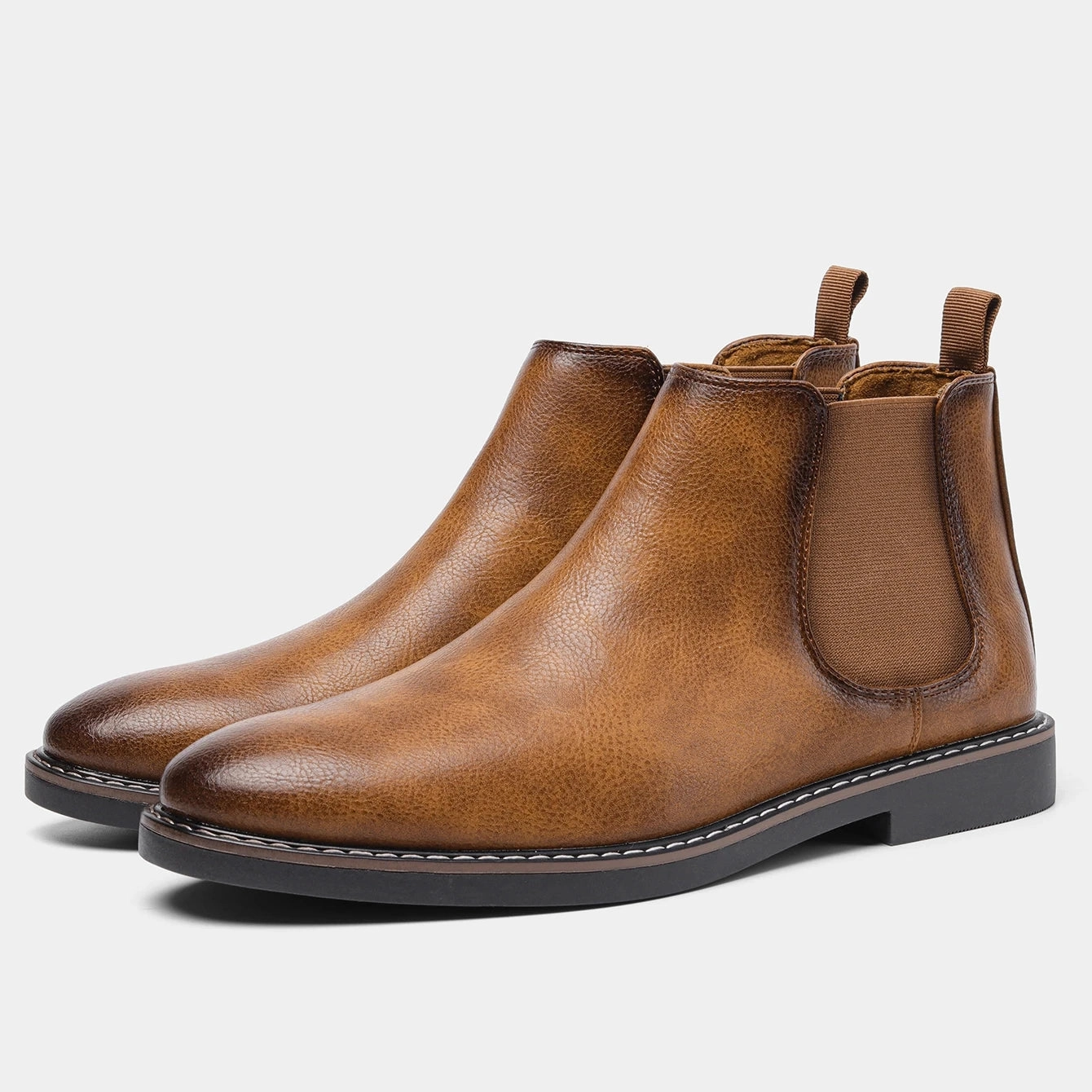 Cushioned Brogue Detail West Louis? Men Retro Leather Brand Chelsea Boots
