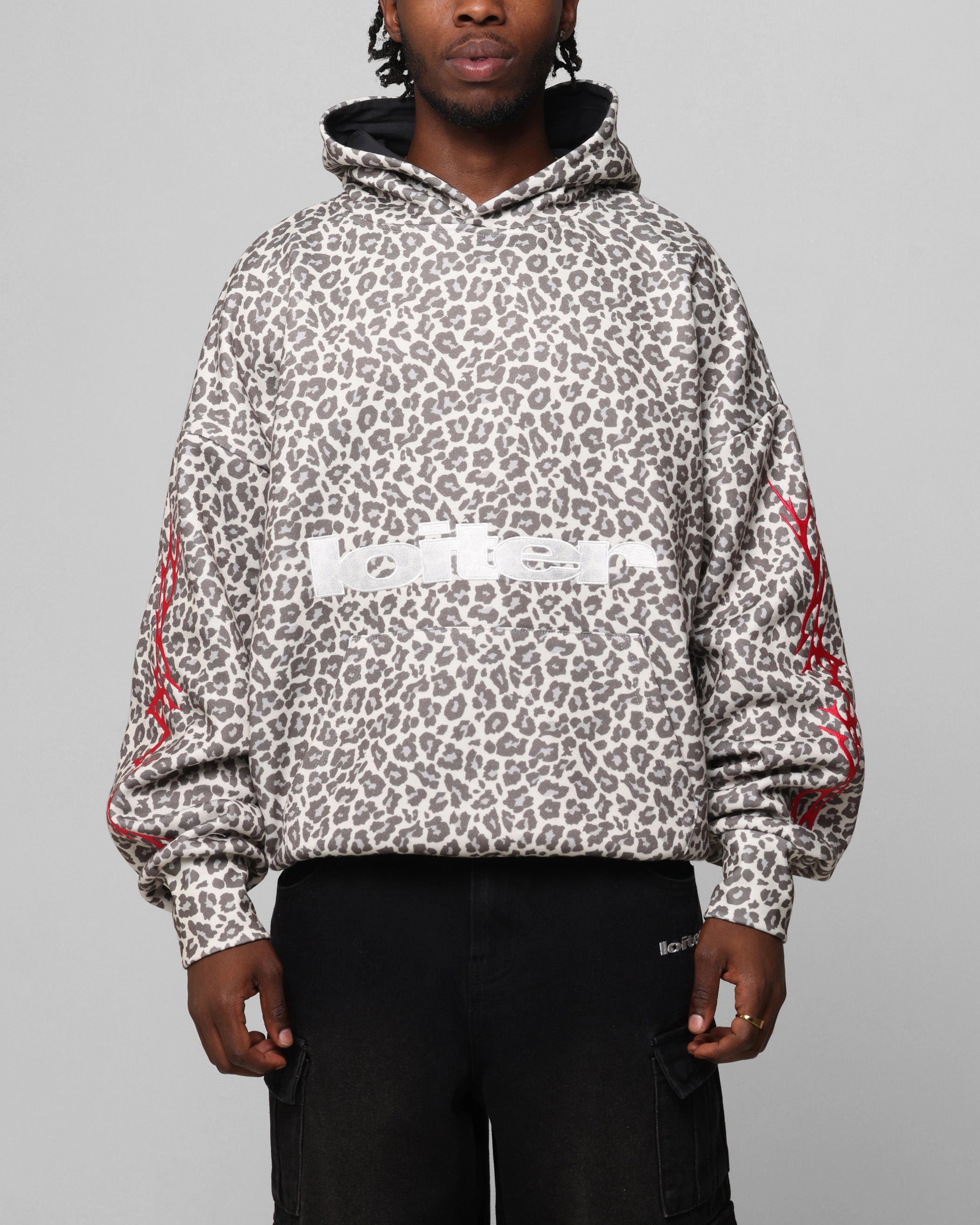 Loiter Soho Hoodie Snow Leopard Layered Collar Breathable Construction