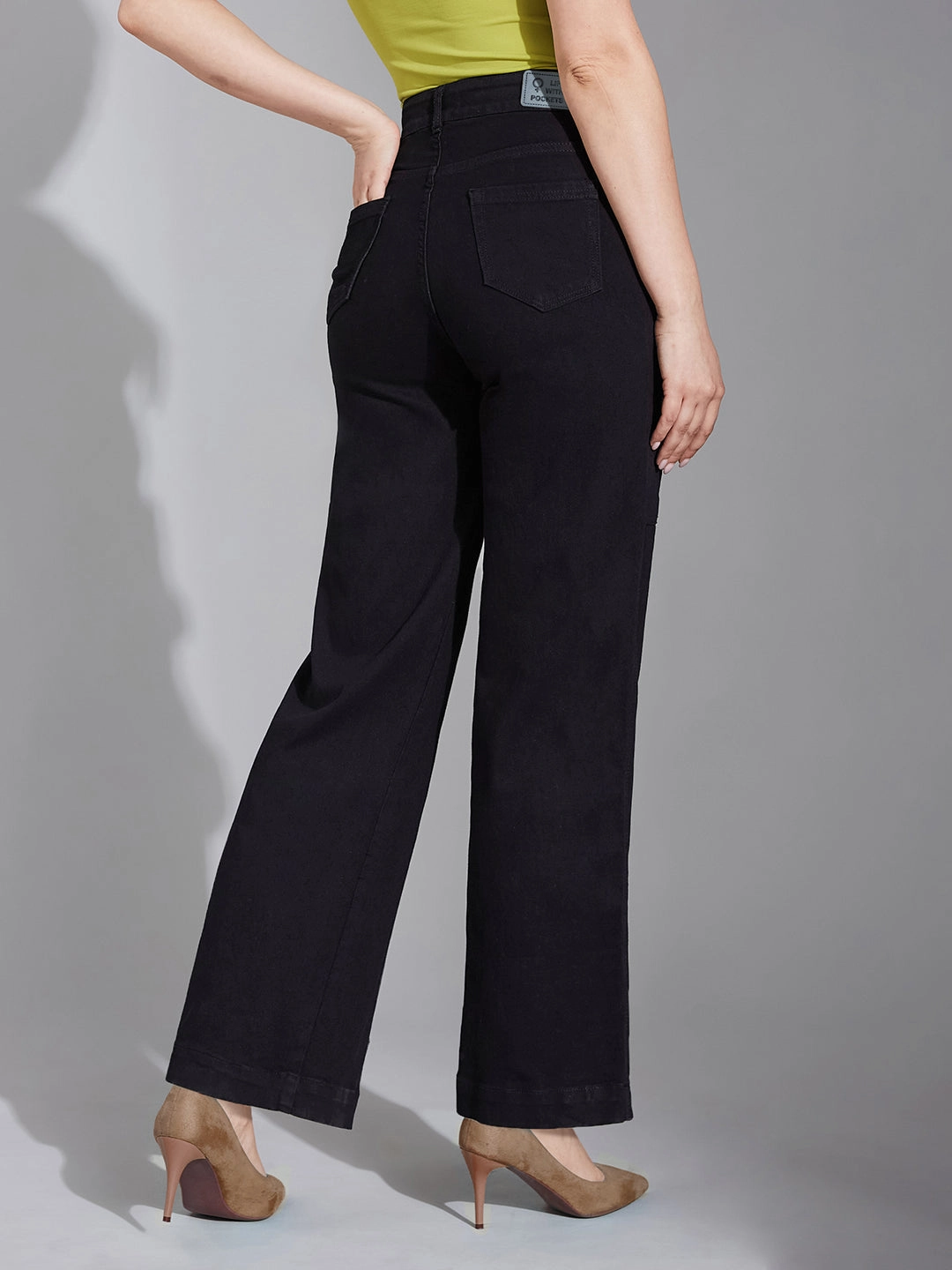 Classic Casual 24/7 Comfort Black Flared High-Rise Stretchable Denim Jeans
