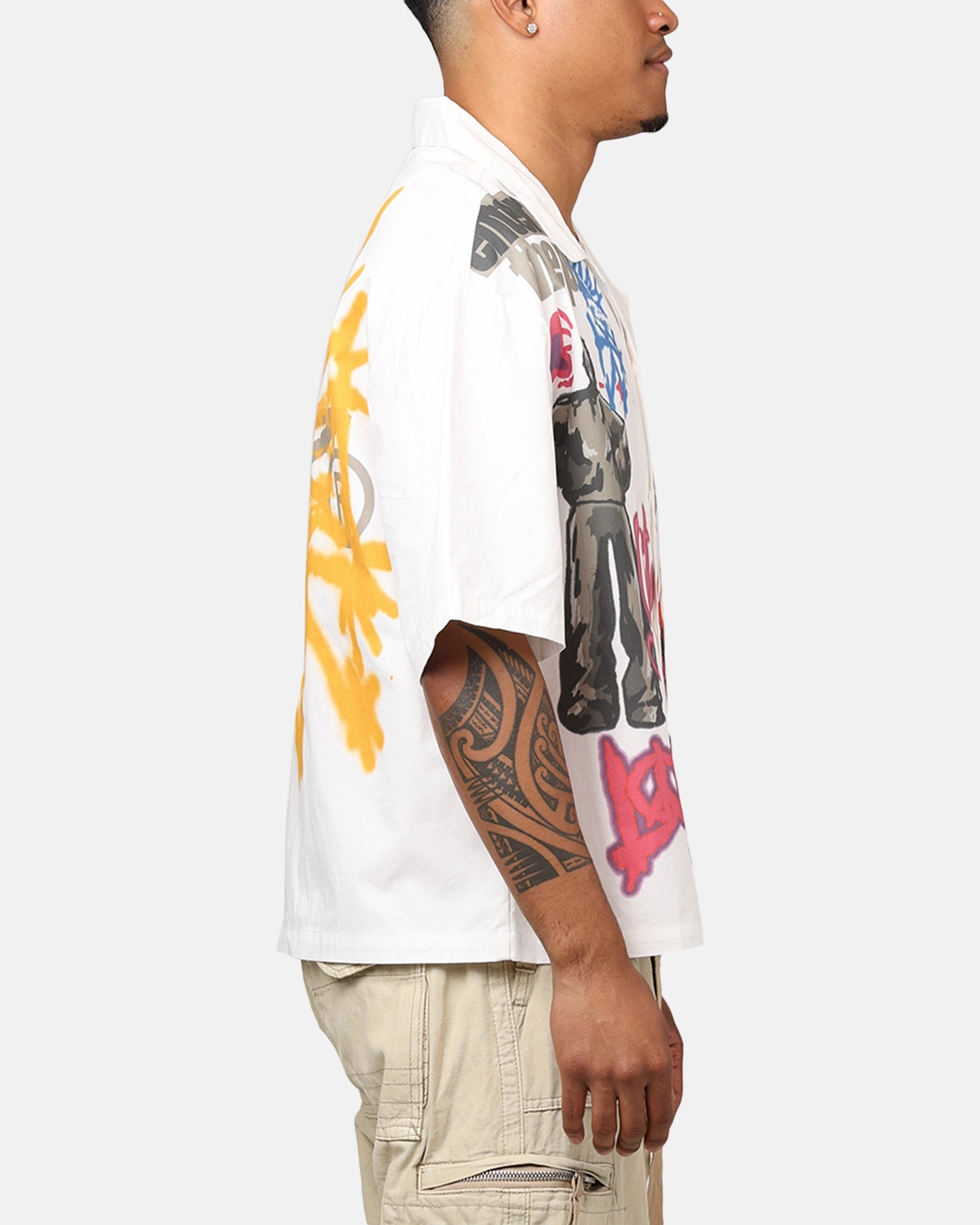 Loiter Scrap Book Button Up Shirt Off White SoftInteriorLining