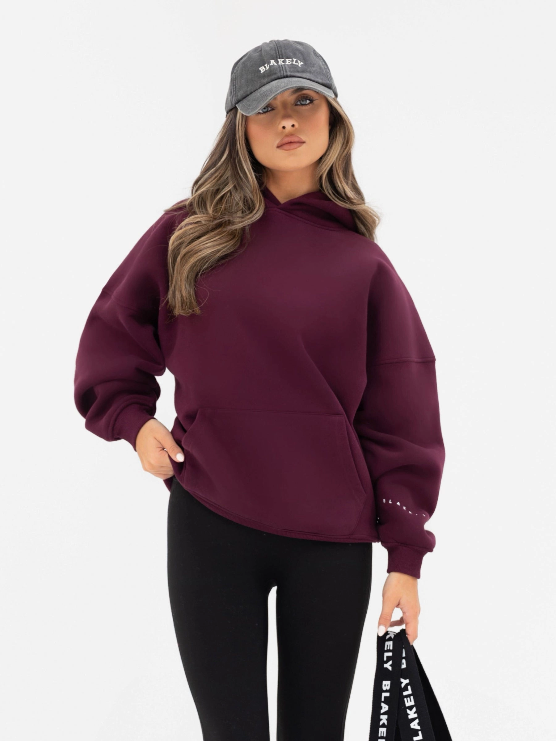 Country club style Rayon blend Isabel Oversized Hoodie - Dark Cherry