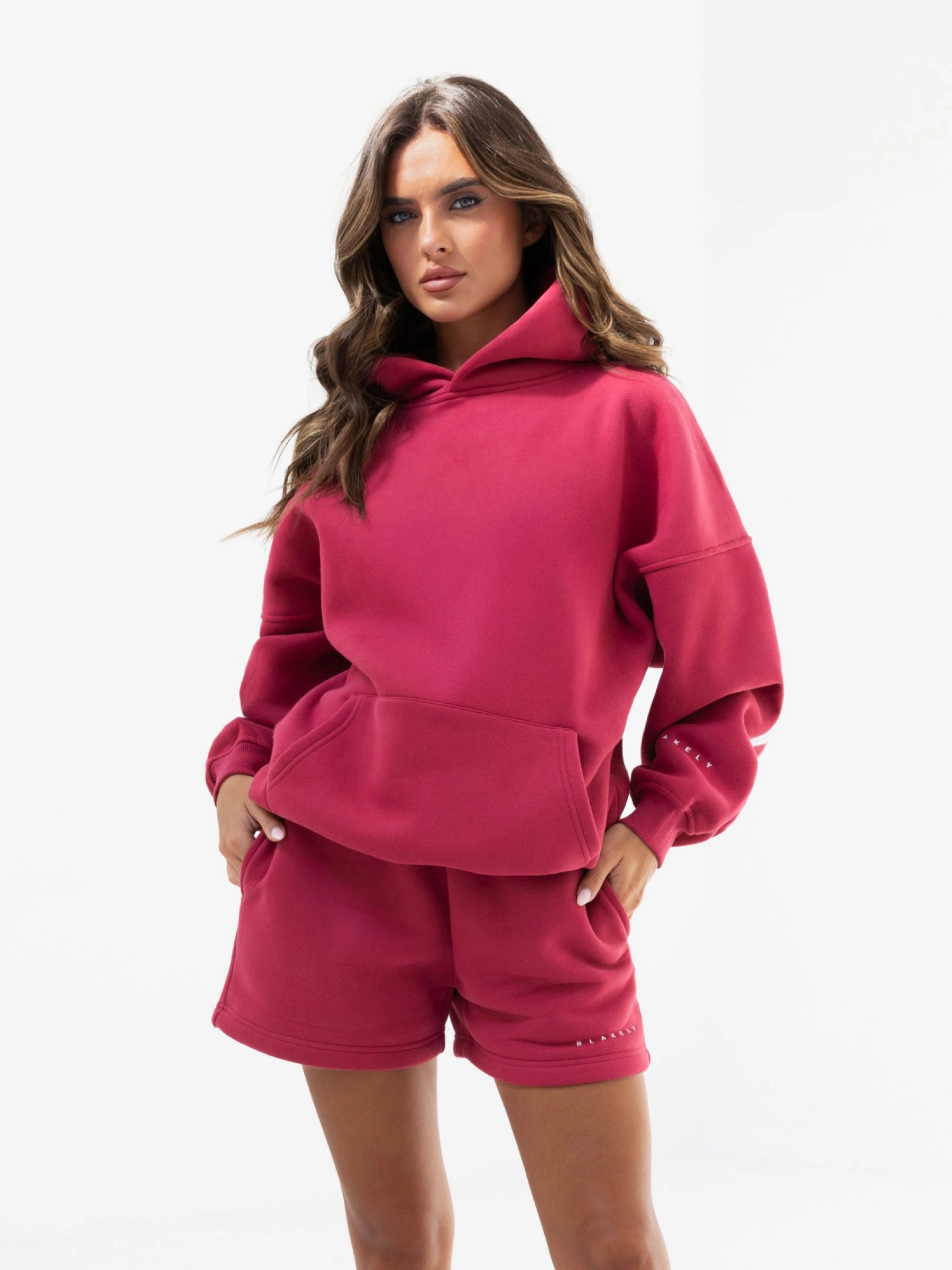 Athletic Apparel Lightweight Stretch Isabel Oversized Hoodie - Deep Pink