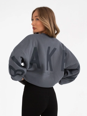 Interlock Knit Body Street Comforted Isabel Tonal Oversized Sweater - Charcoal